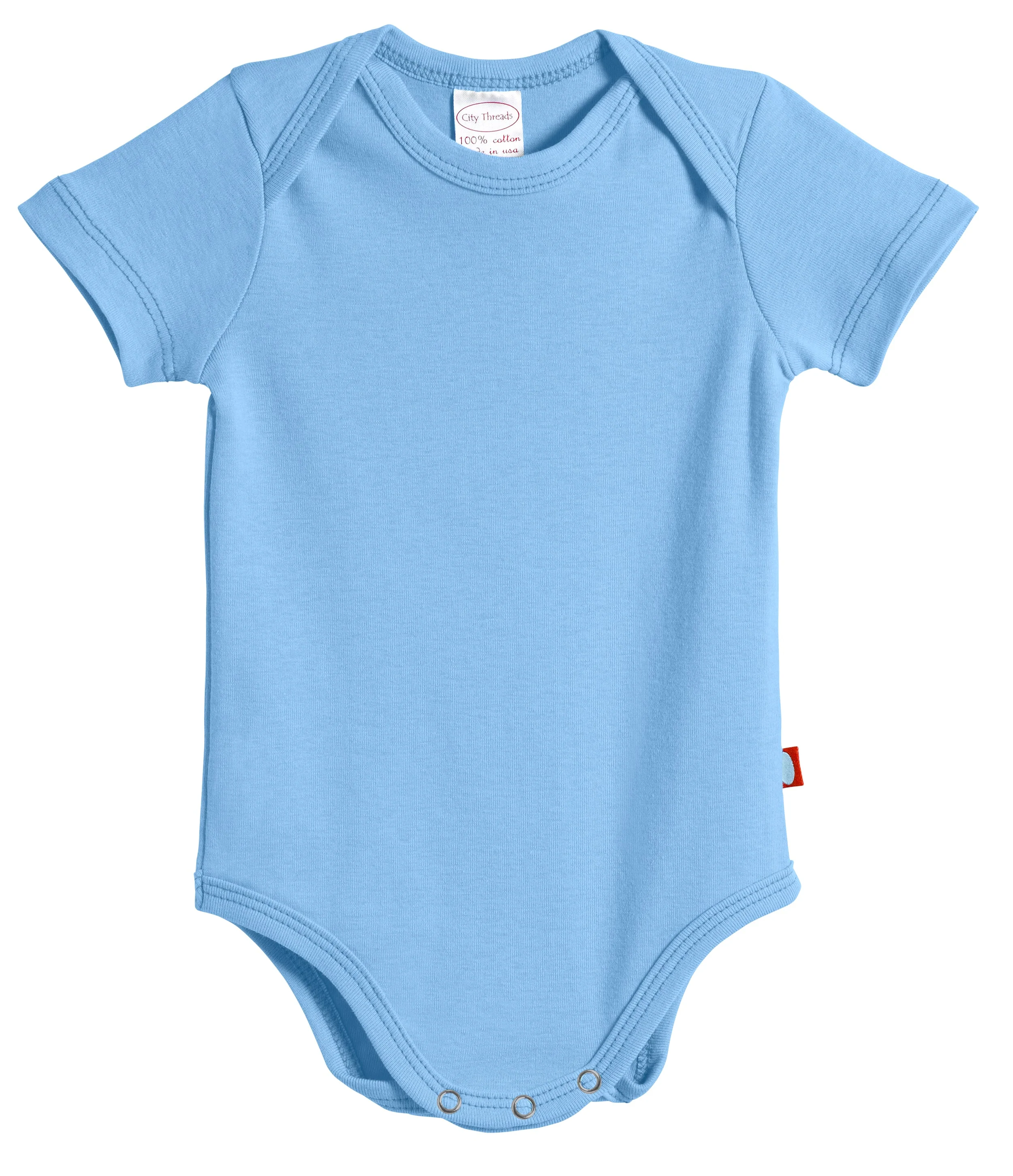 Super-Soft Organic Cotton Baby Rib Short Sleeve Snap Onesie| Bright Light Blue - Drispect