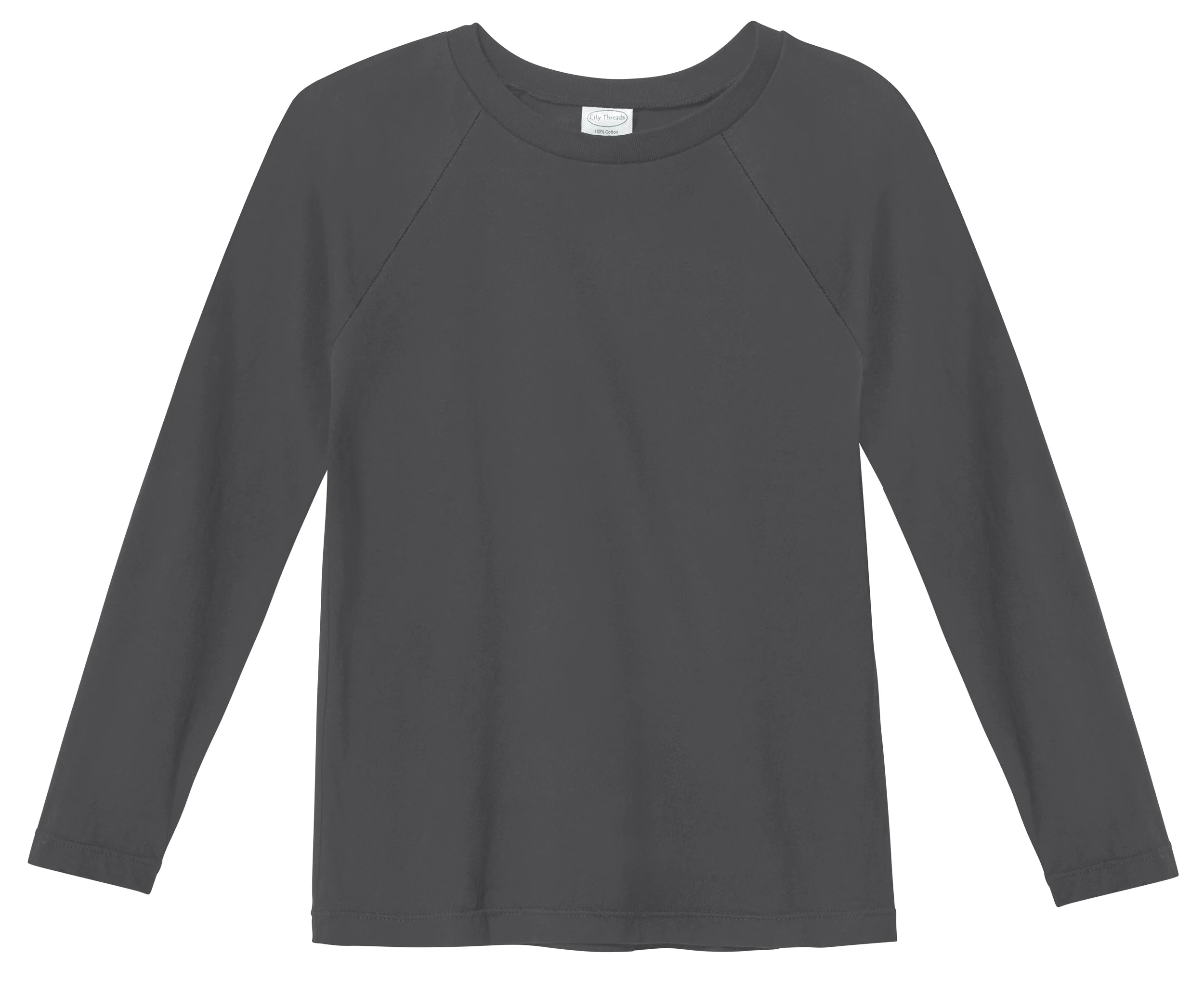 Boys Super-Soft 100% Organic Cotton Raglan Long Sleeve Tee | Charcoal - Drispect