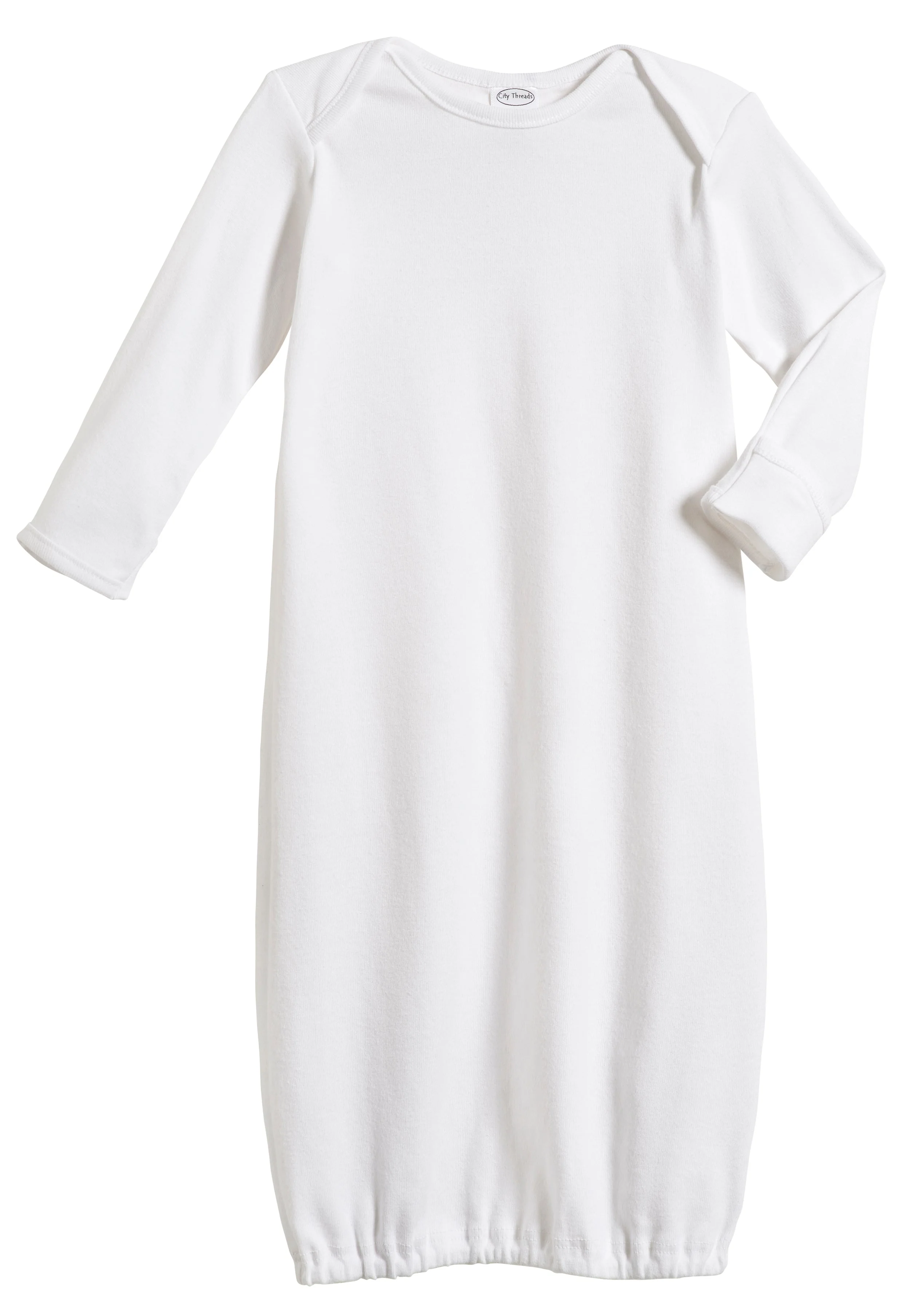 Super-Soft Organic Cotton Baby Rib Gown | White - Drispect