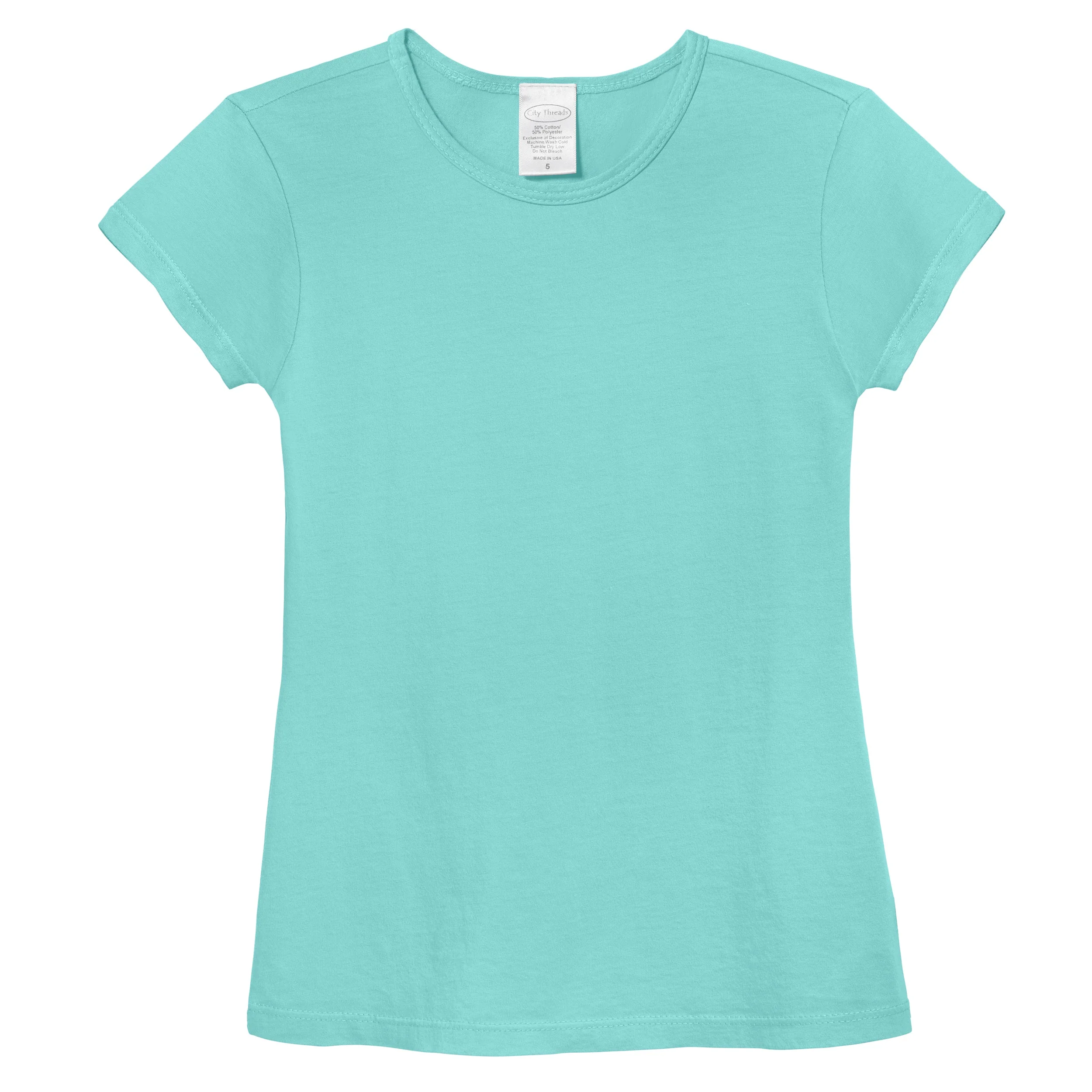Girls Soft Cotton Jersey Cap Sleeve Crew Tee | Wave - Drispect