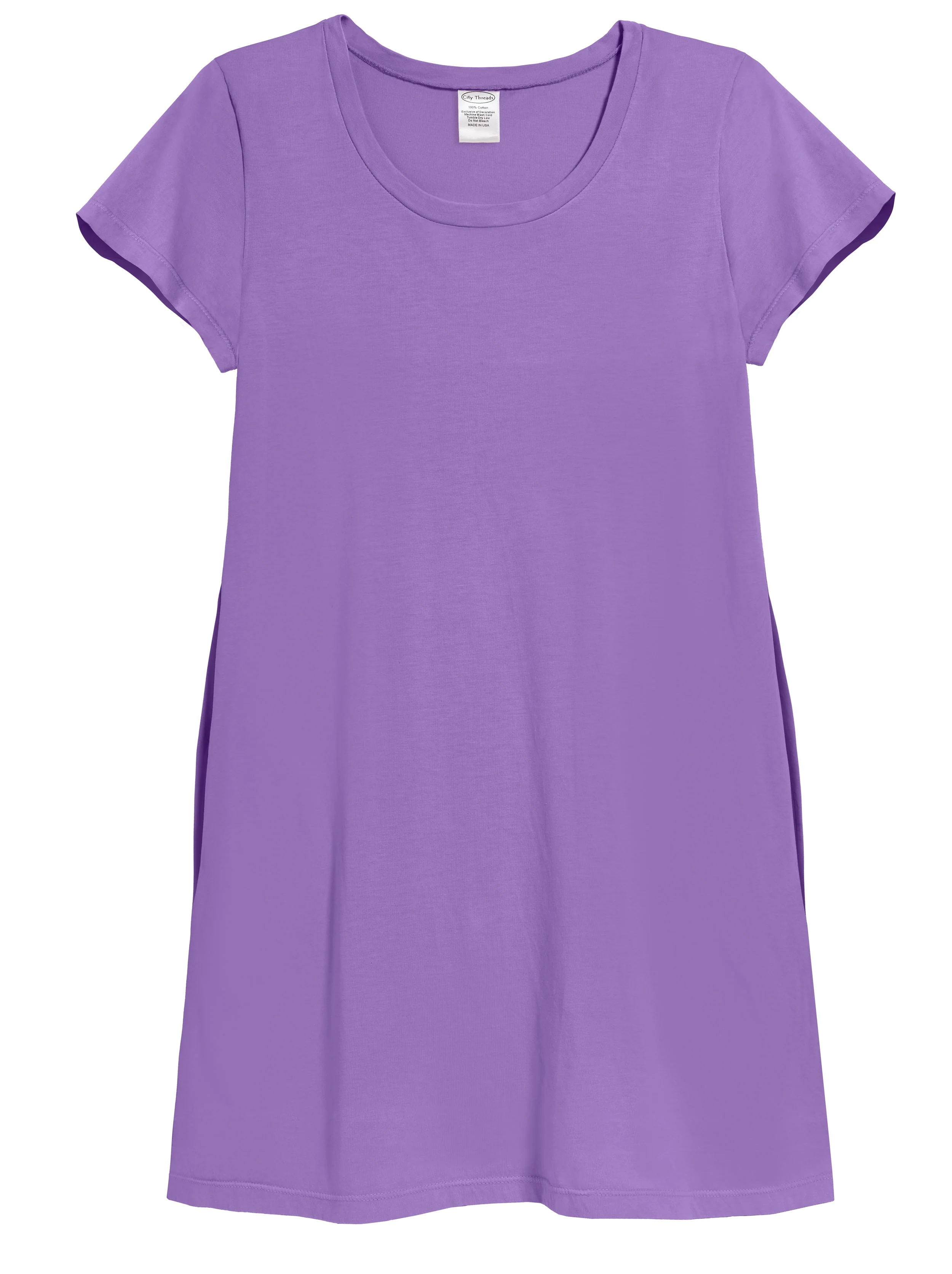 Women's Soft Supima Cotton Easy Cover-Up T-Shirt Pocket Dress | Deep Purple - Drispect