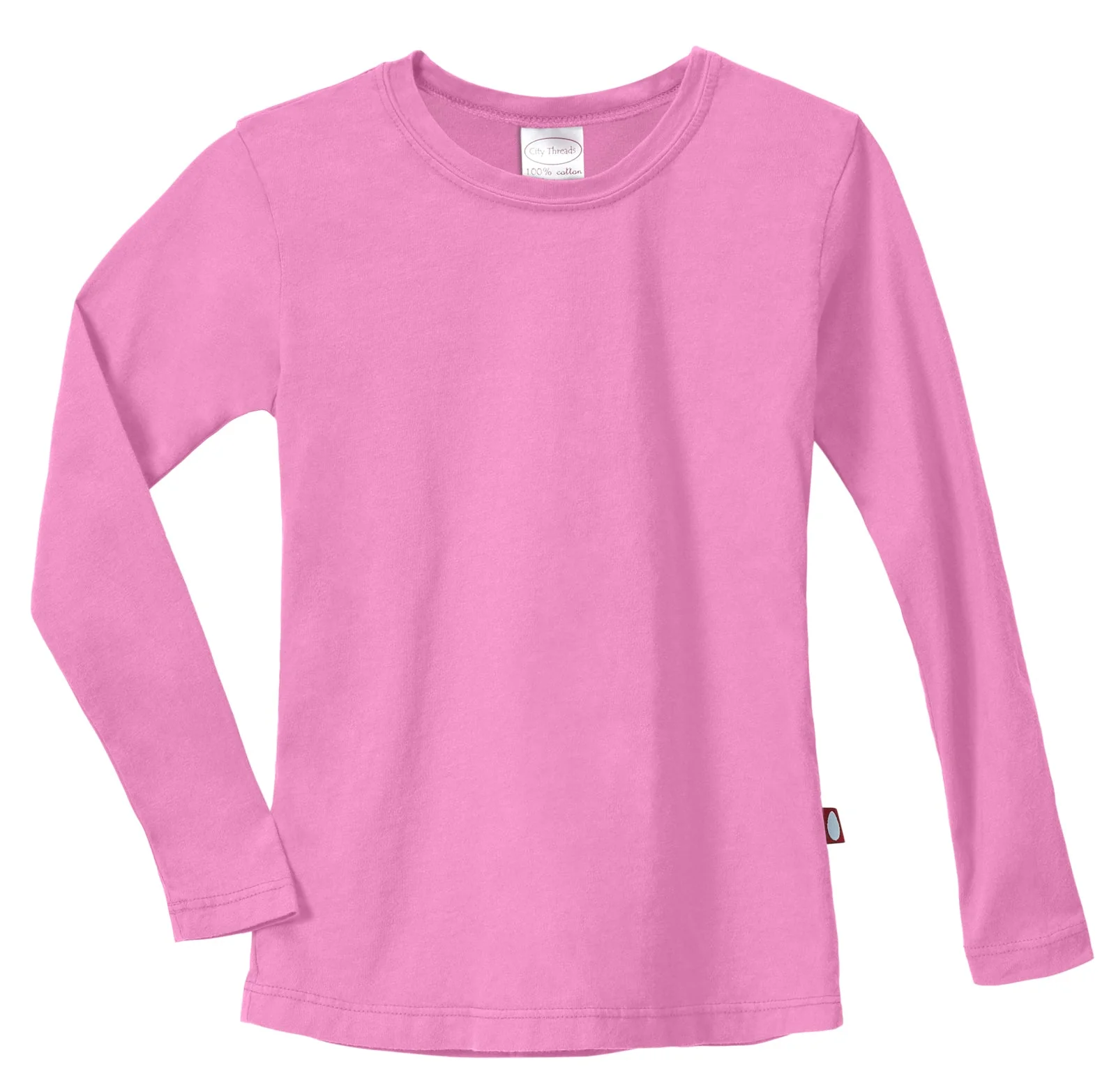Girls Soft Cotton Jersey Long Sleeve Tee | Medium Pink - Drispect