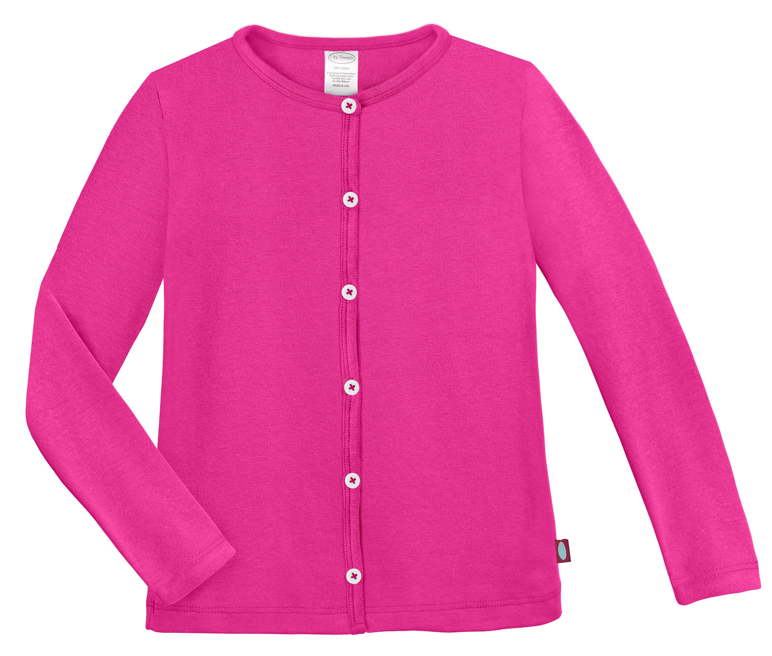 Girls Soft Cotton Button-Down Cardigan | Hot Pink - Drispect
