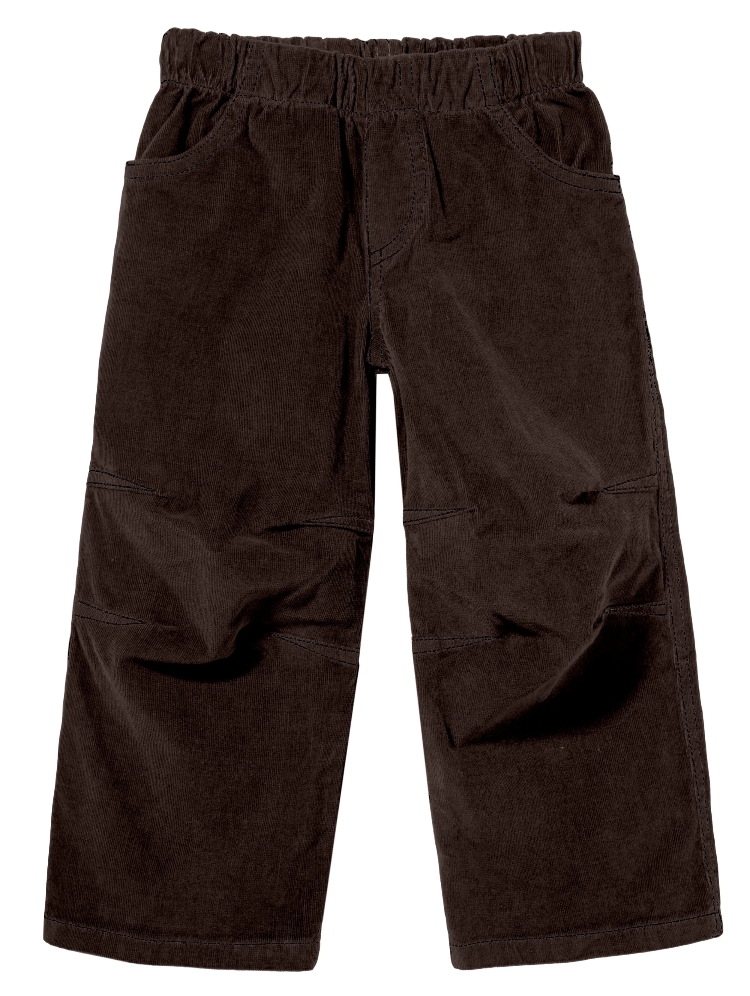 Soft Stretch Cord Pants With Knee Articulation - Matching Stitch | Dark Cocoa - Drispect