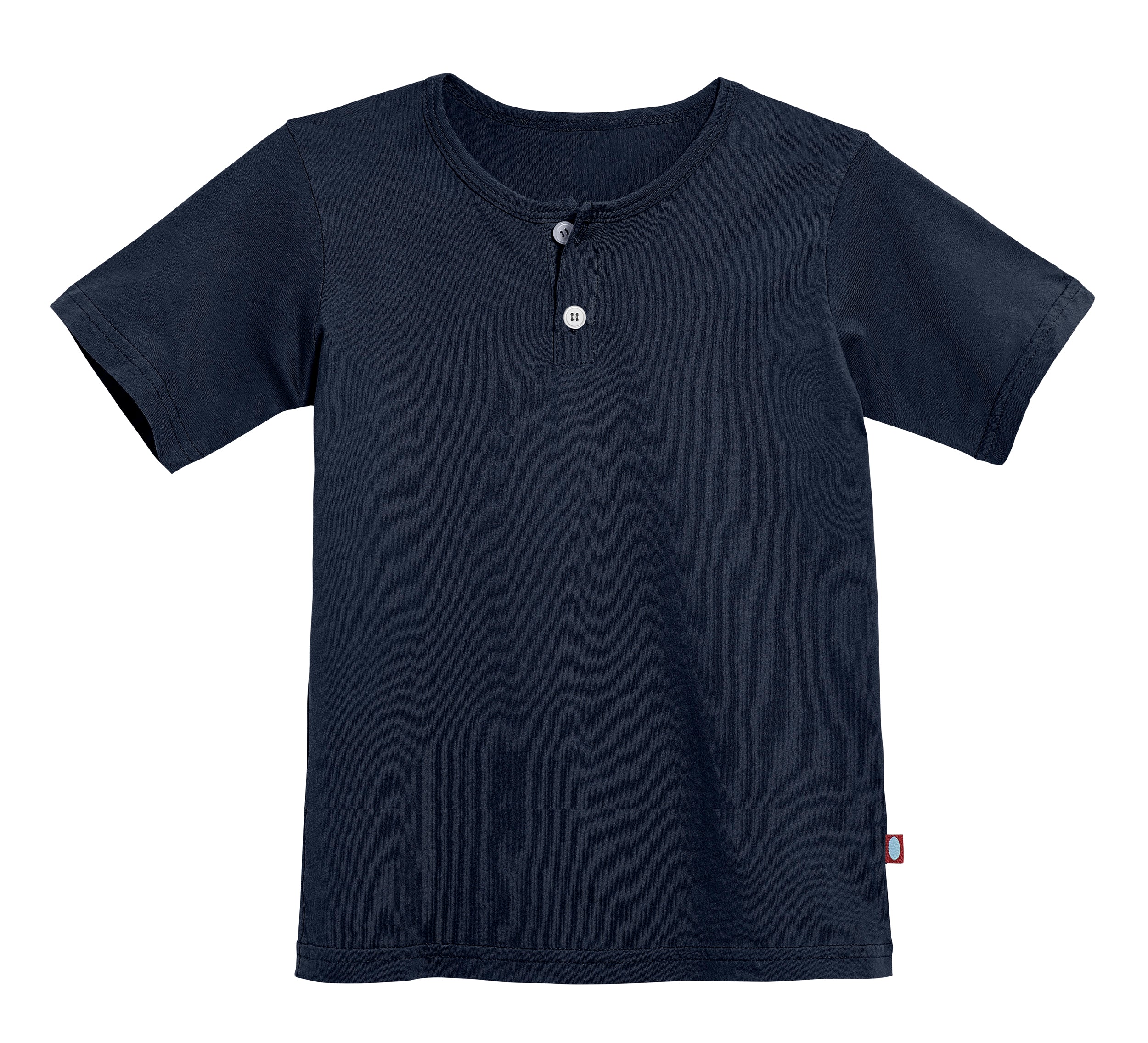 Boys Soft Organic Cotton Jersey Short Sleeve Henley Tee | Dark Navy - Drispect