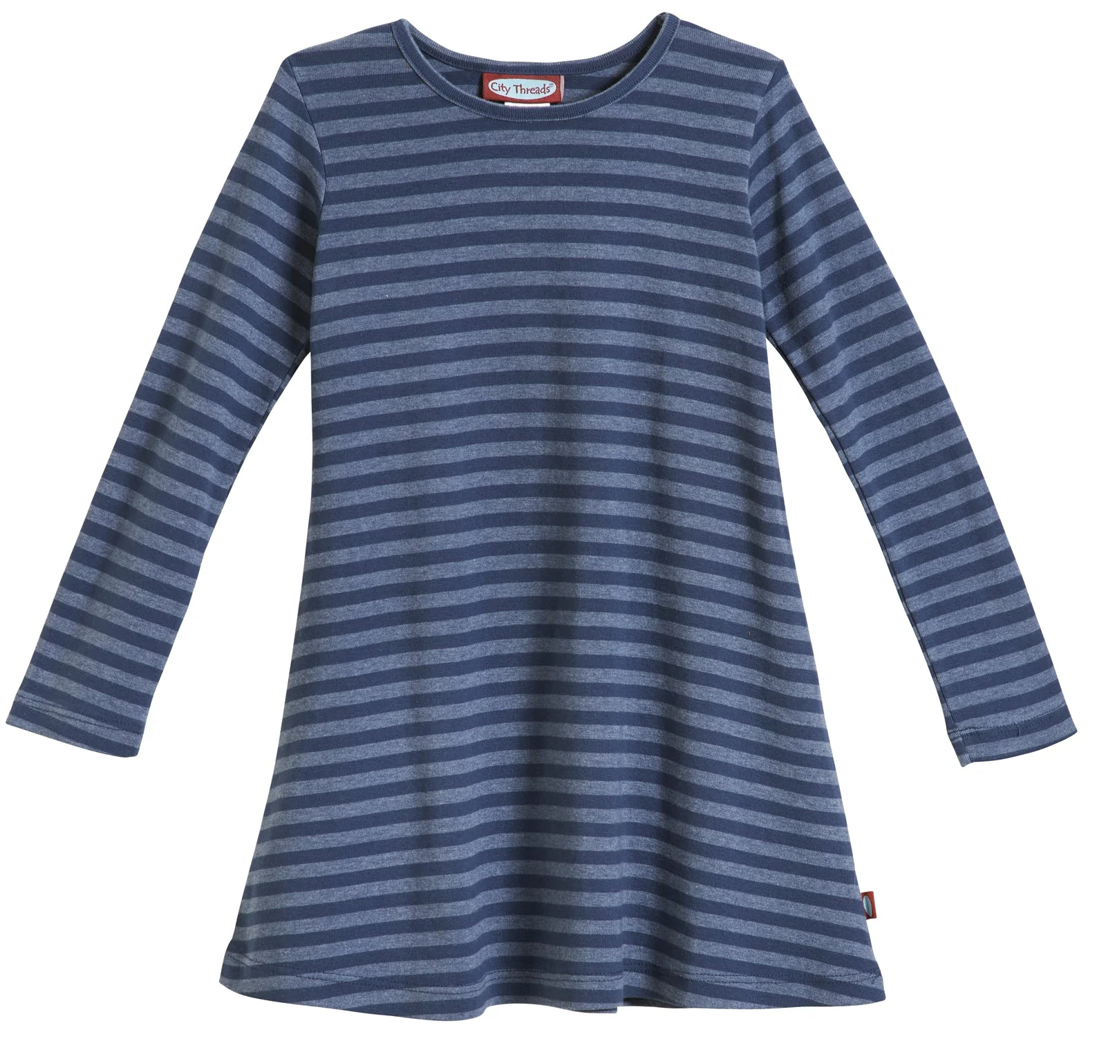 Girls Soft Stripe Long Sleeve Dress | Midnight - Drispect