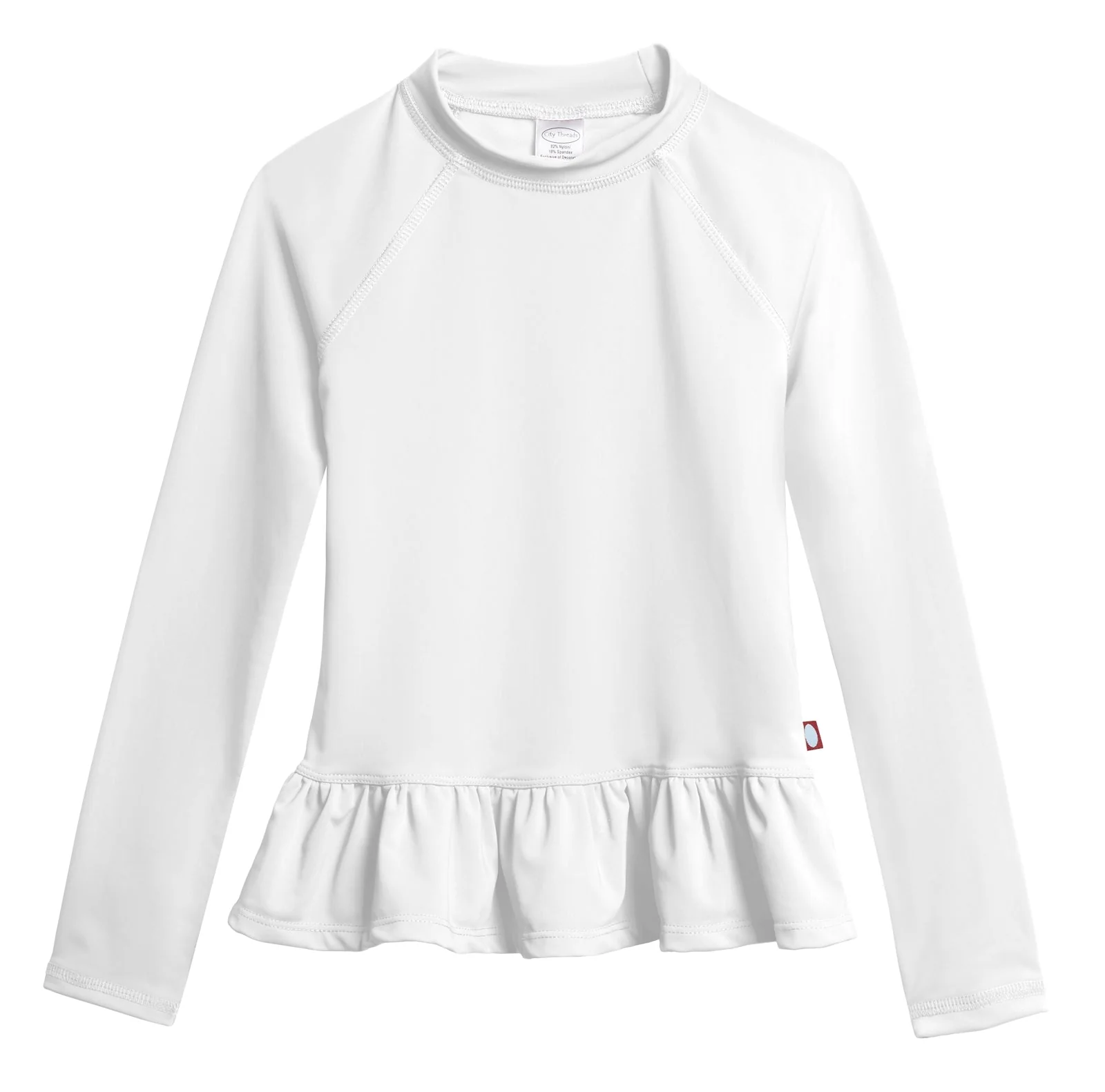 Girls UPF 50+ Peplum Long Sleeve Rashguard | White - Drispect