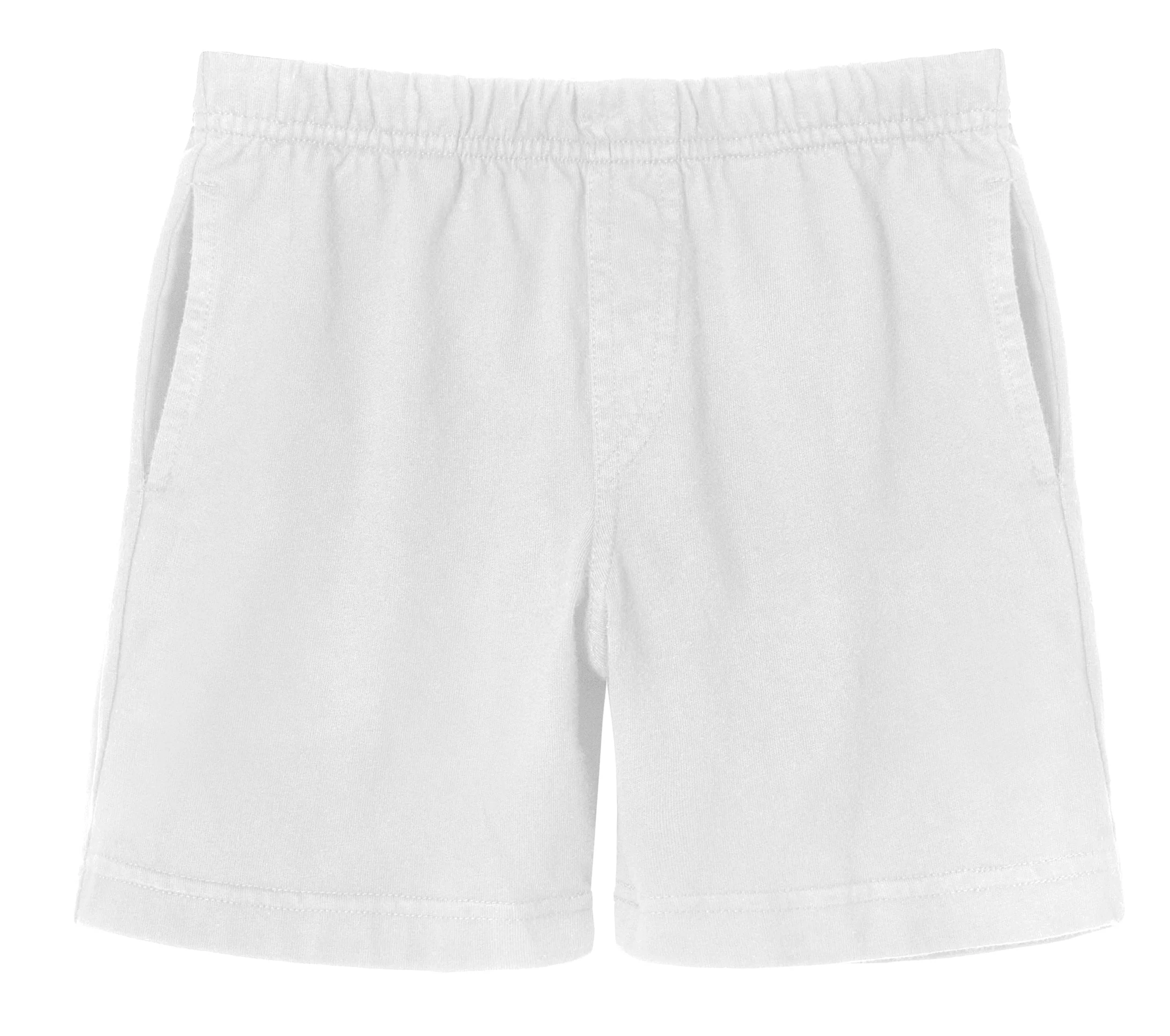 Boys Soft Cotton UPF 50+ Above-Knee Side Pocket Shorts | White - Drispect