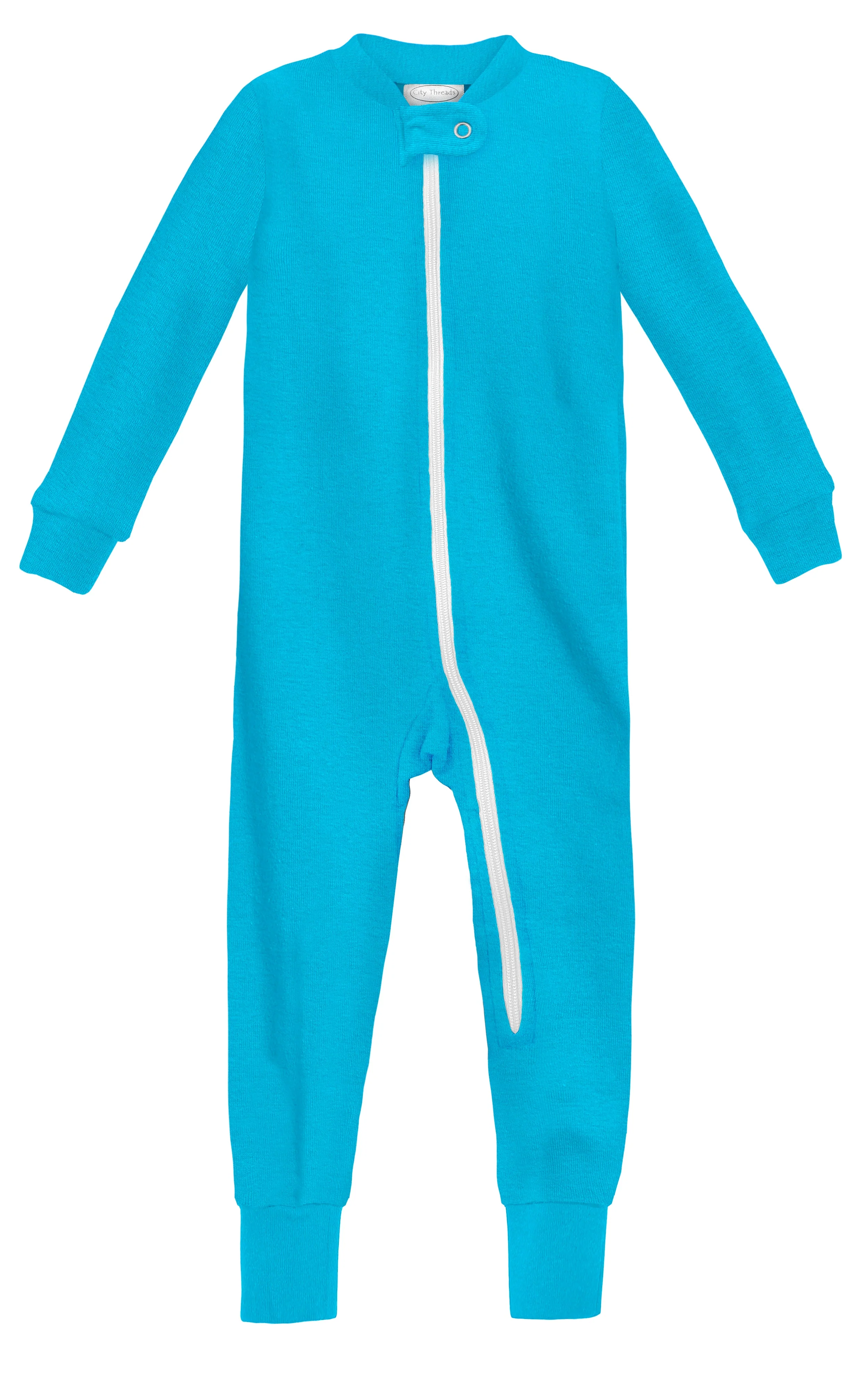 Super-Soft Organic Cotton Footless Zip Footie| Turquoise - Drispect