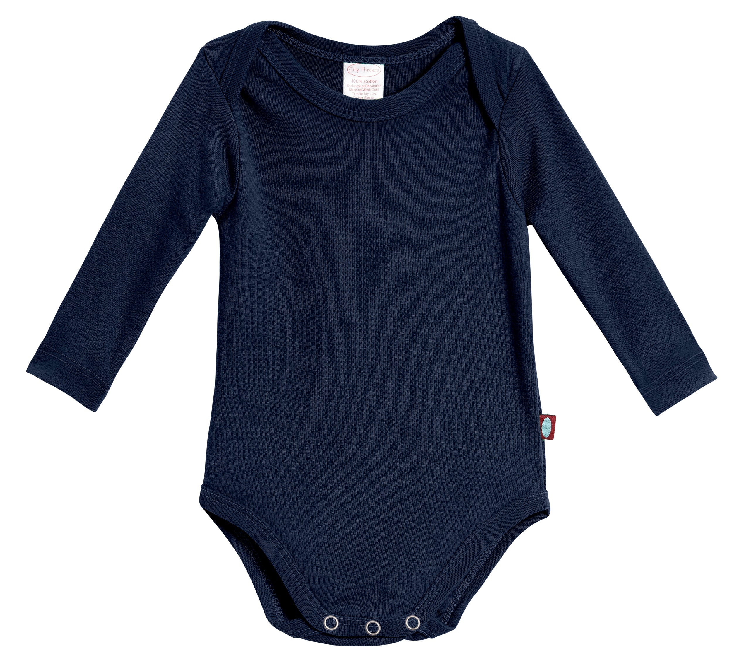 Super-Soft Organic Cotton Baby Rib Long Sleeve Snap Onesie| Navy - Drispect