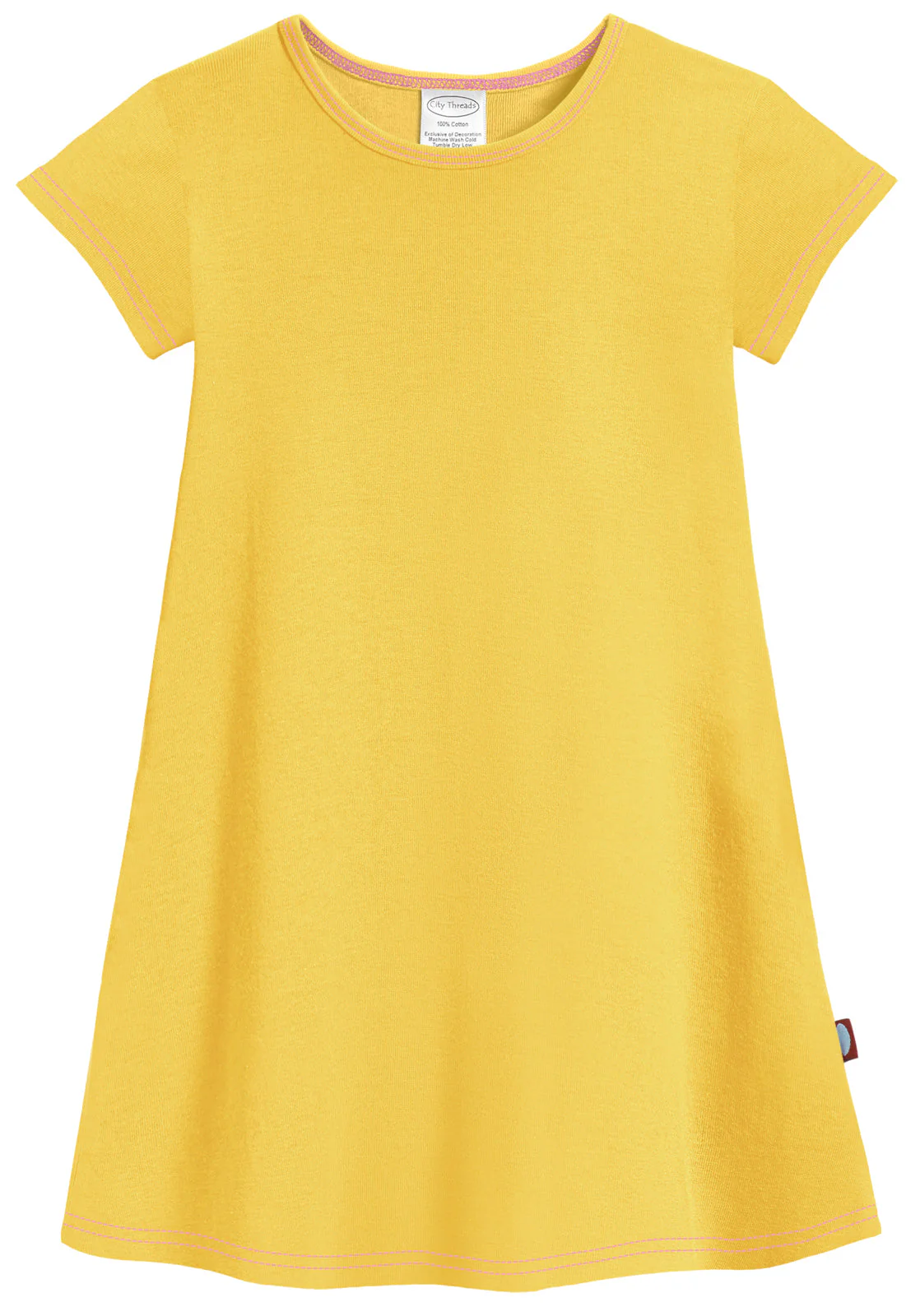 Girls Soft Cotton Jersey Cap Sleeve Dress | Yellow - Drispect