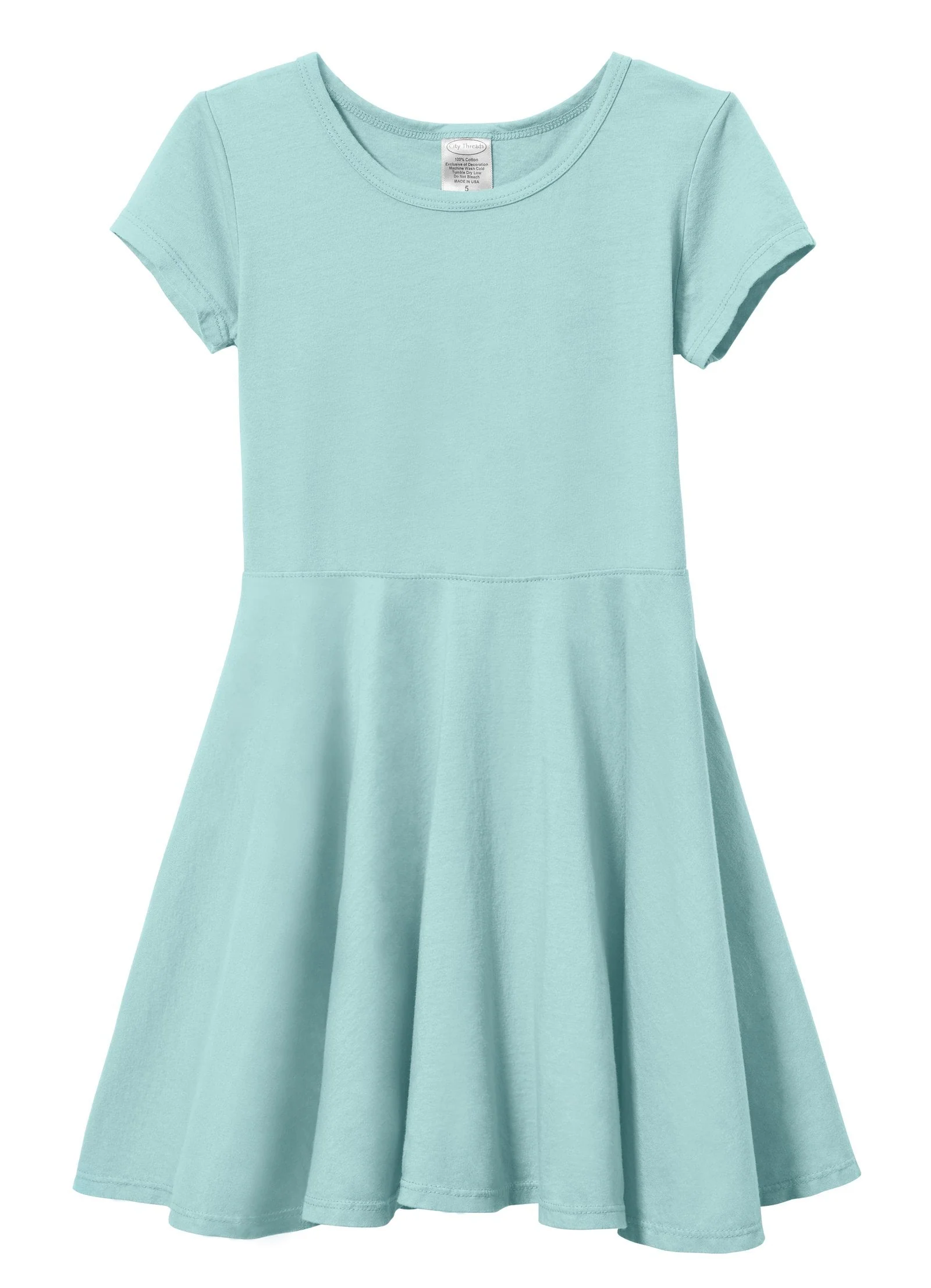 Girls Soft Cotton Jersey Short Sleeve Twirly Dress | Wave - Drispect