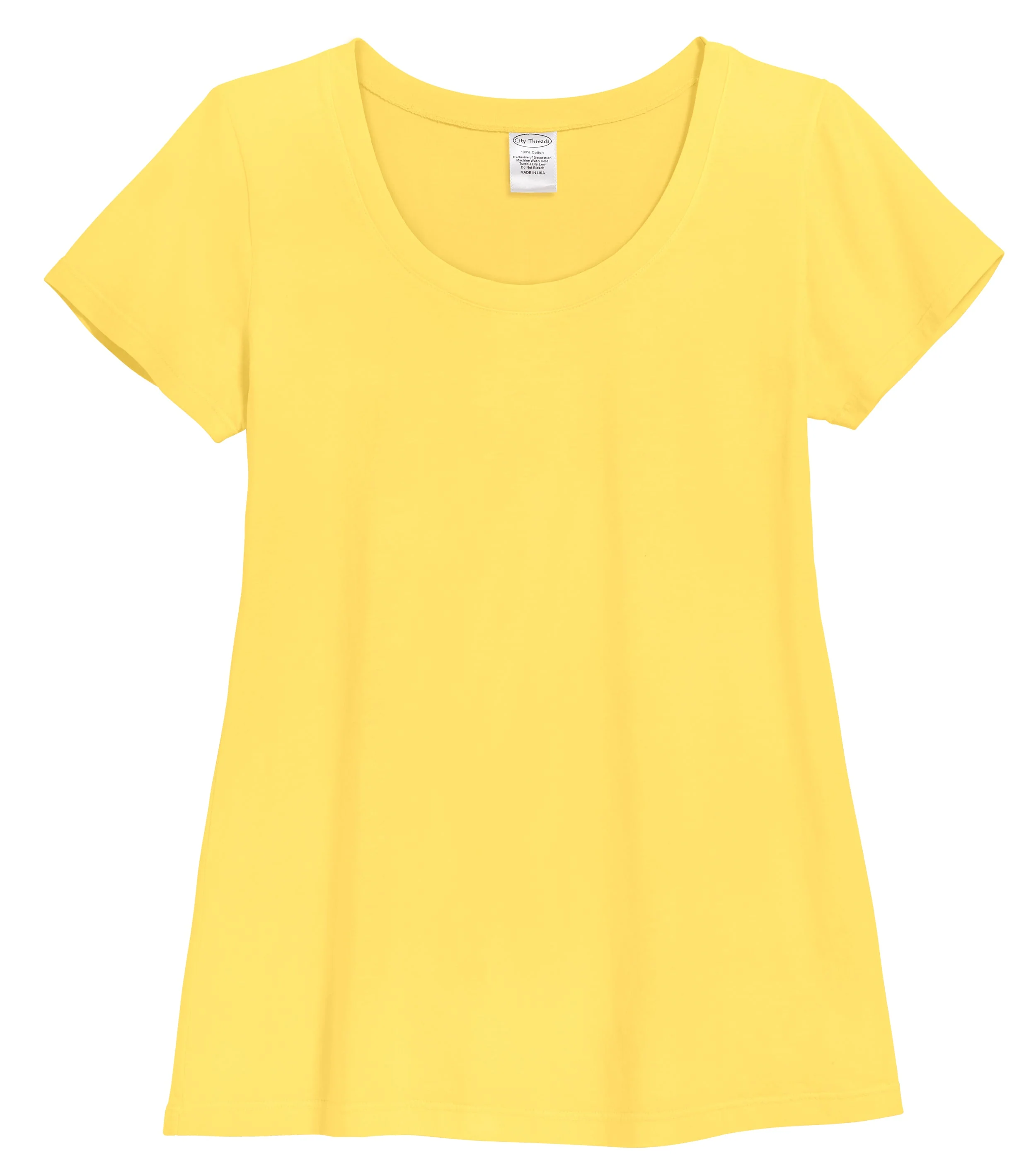 Women's Soft Supima Cotton Short Sleeve Everyday Comfy Crew Tee | Yellow - Drispect