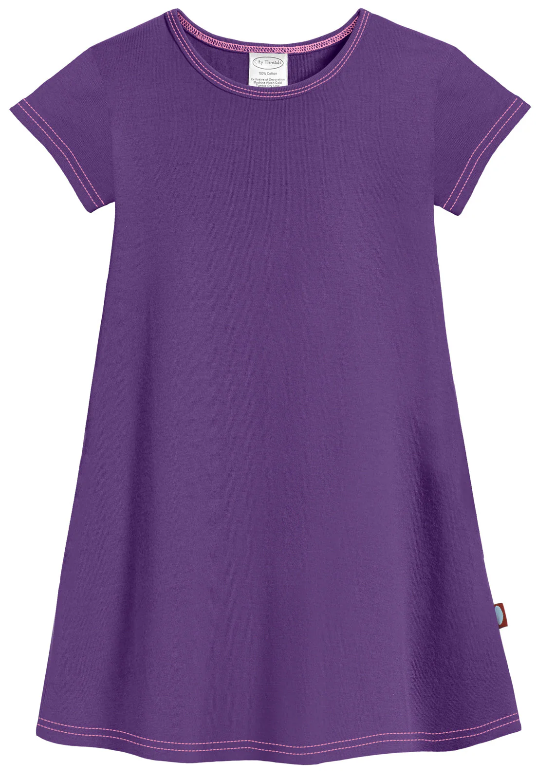 Girls Soft Cotton Jersey Cap Sleeve Dress | Purple - Drispect