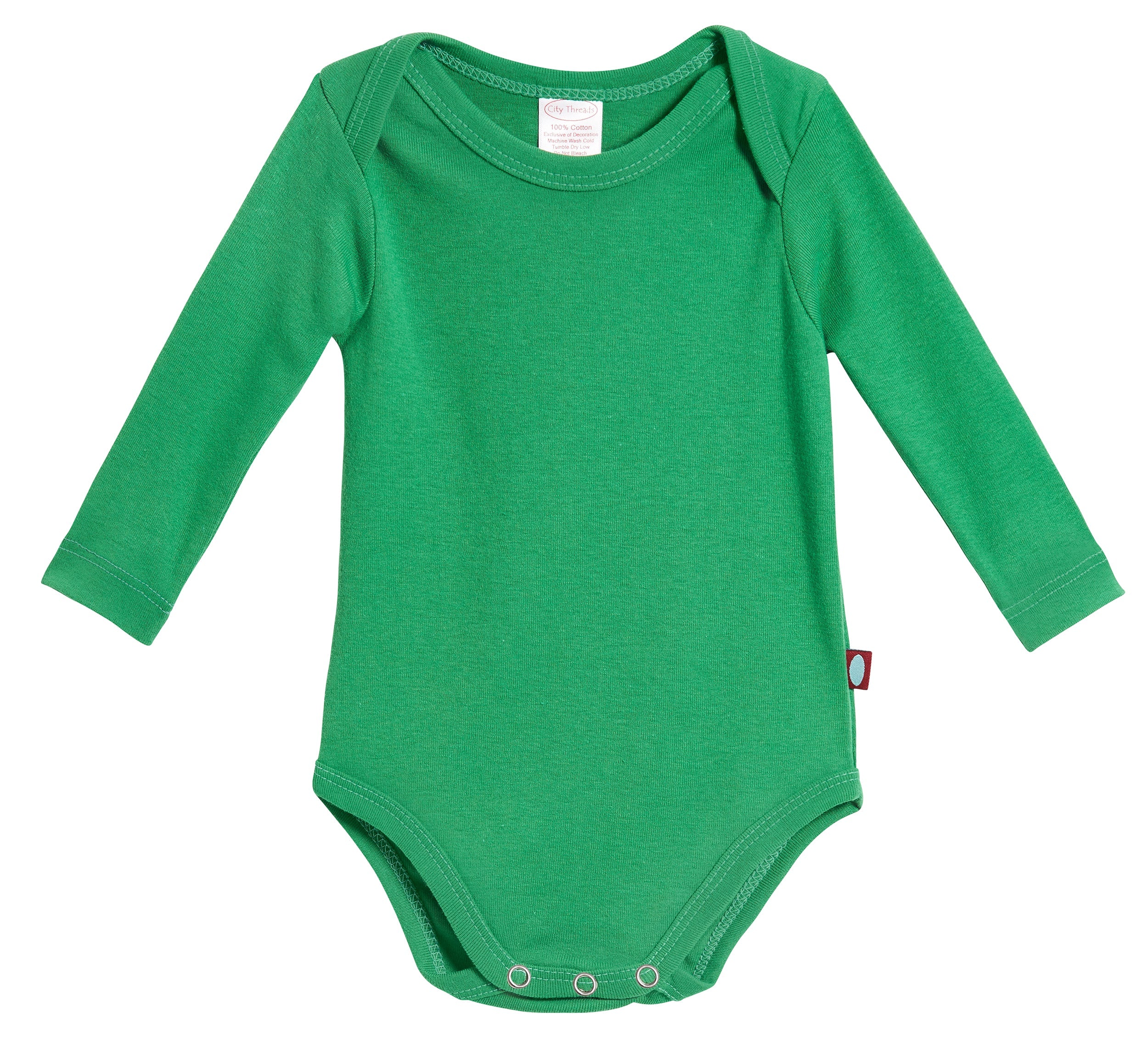 Super-Soft Organic Cotton Baby Rib Long Sleeve Snap Onesie| Elf Green - Drispect