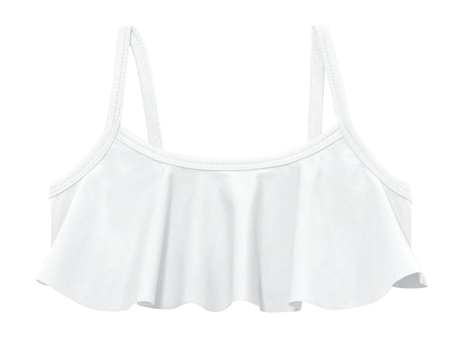 Girls UPF 50+ Flounce Bikini Top | White - Drispect