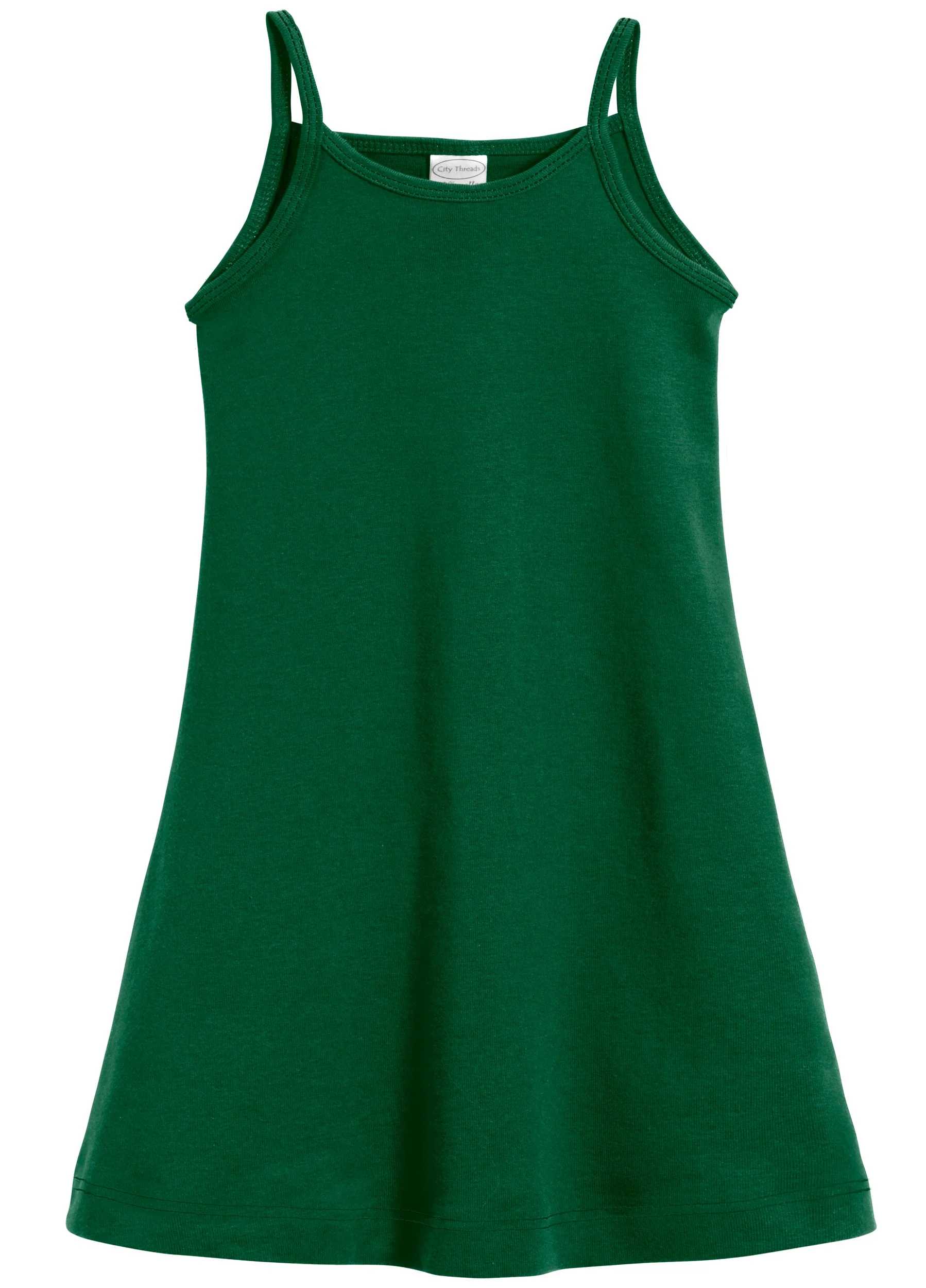 Girls Soft Cotton Camisole Dress  | Forest Green - Drispect