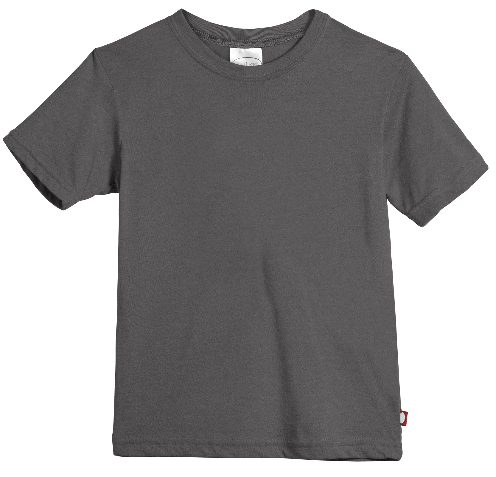 Boys Soft Organic Cotton Jersey Short Sleeve Crew Tee | Charcoal - Drispect