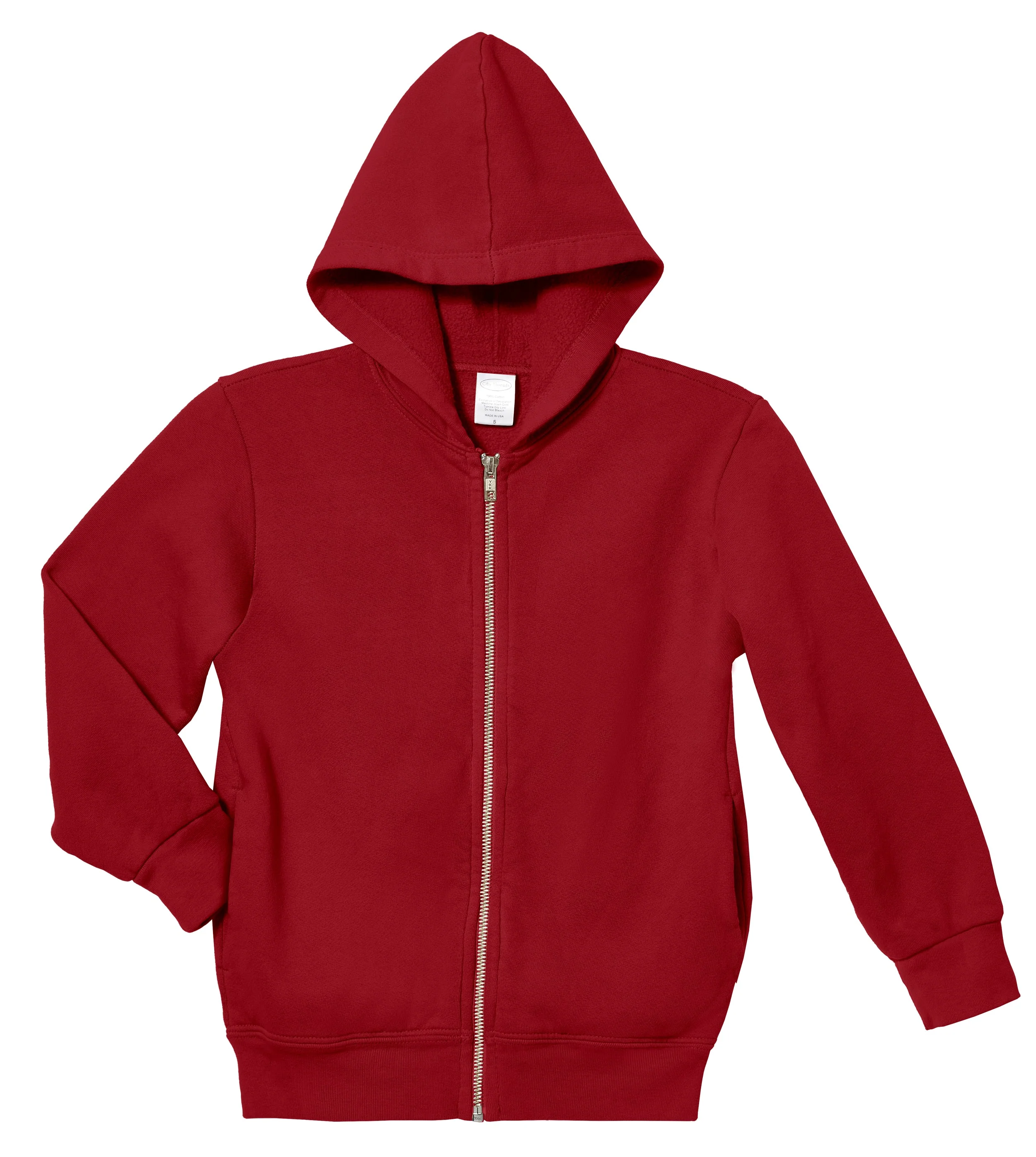 Soft & Cozy 100% Cotton Fleece Zip Hoodie with Inner Pockets | Red - Drispect