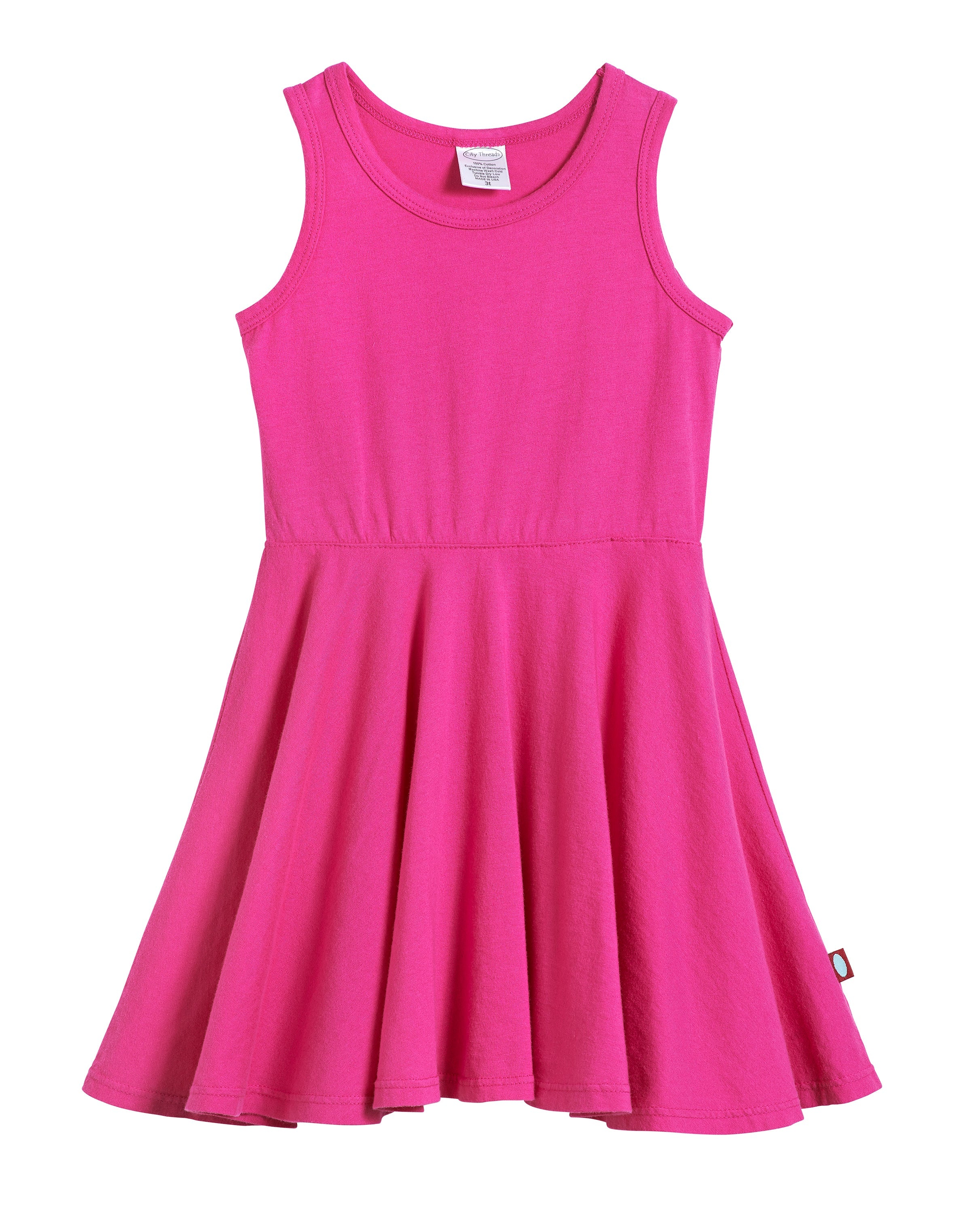 Girls Soft Cotton Jersey Twirly Tank Dress  | Hot Pink - Drispect