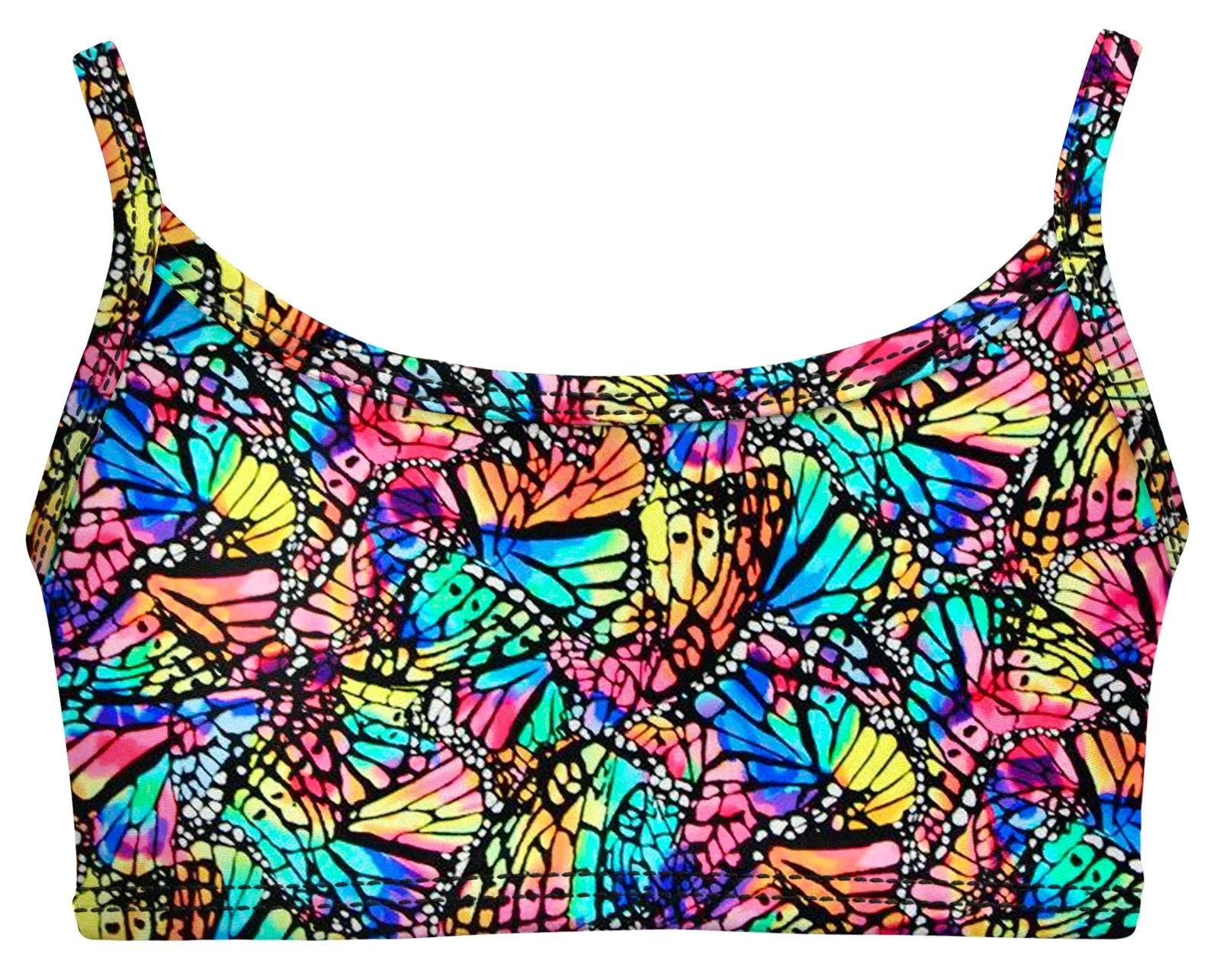 Girls UPF 50+ Printed Bikini Swim Top  | Butterfly Wings - Drispect