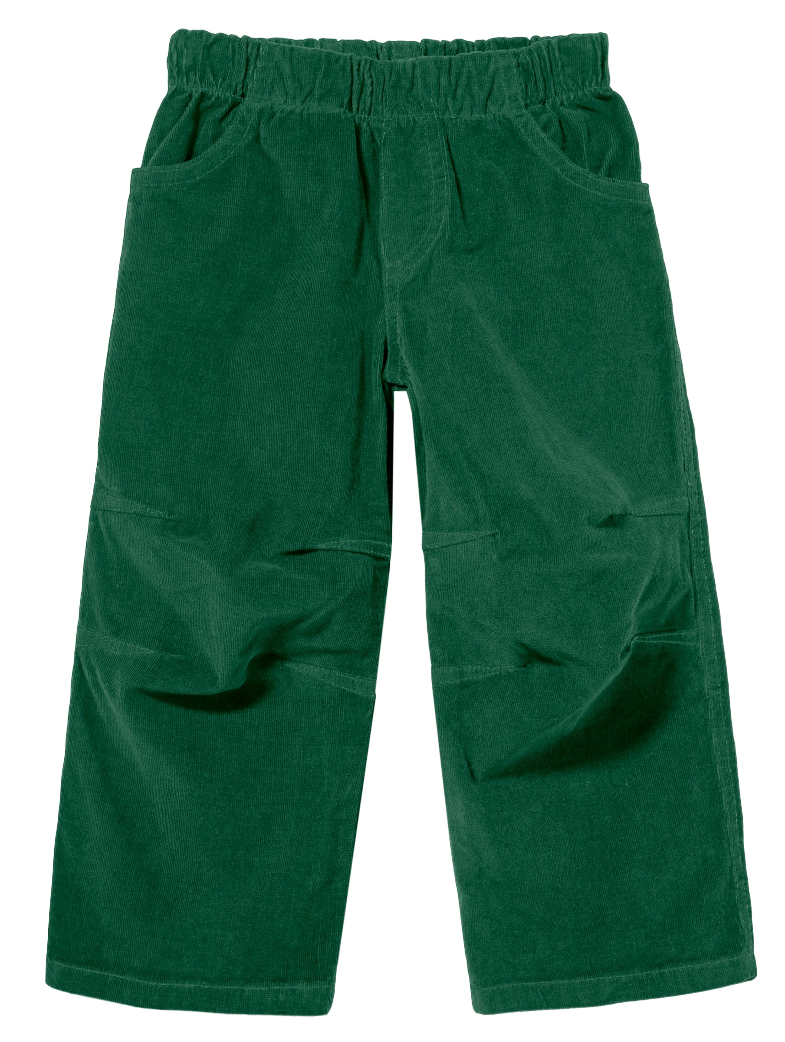 Soft Stretch Cord Pants With Knee Articulation - Matching Stitch | Forest Green - Drispect