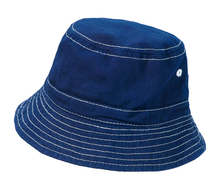 Boys and Girls 100% Cotton Twill UPF 50+ Wharf Hat | Navy Blue (Dyed & Finished in USA*) - Drispect