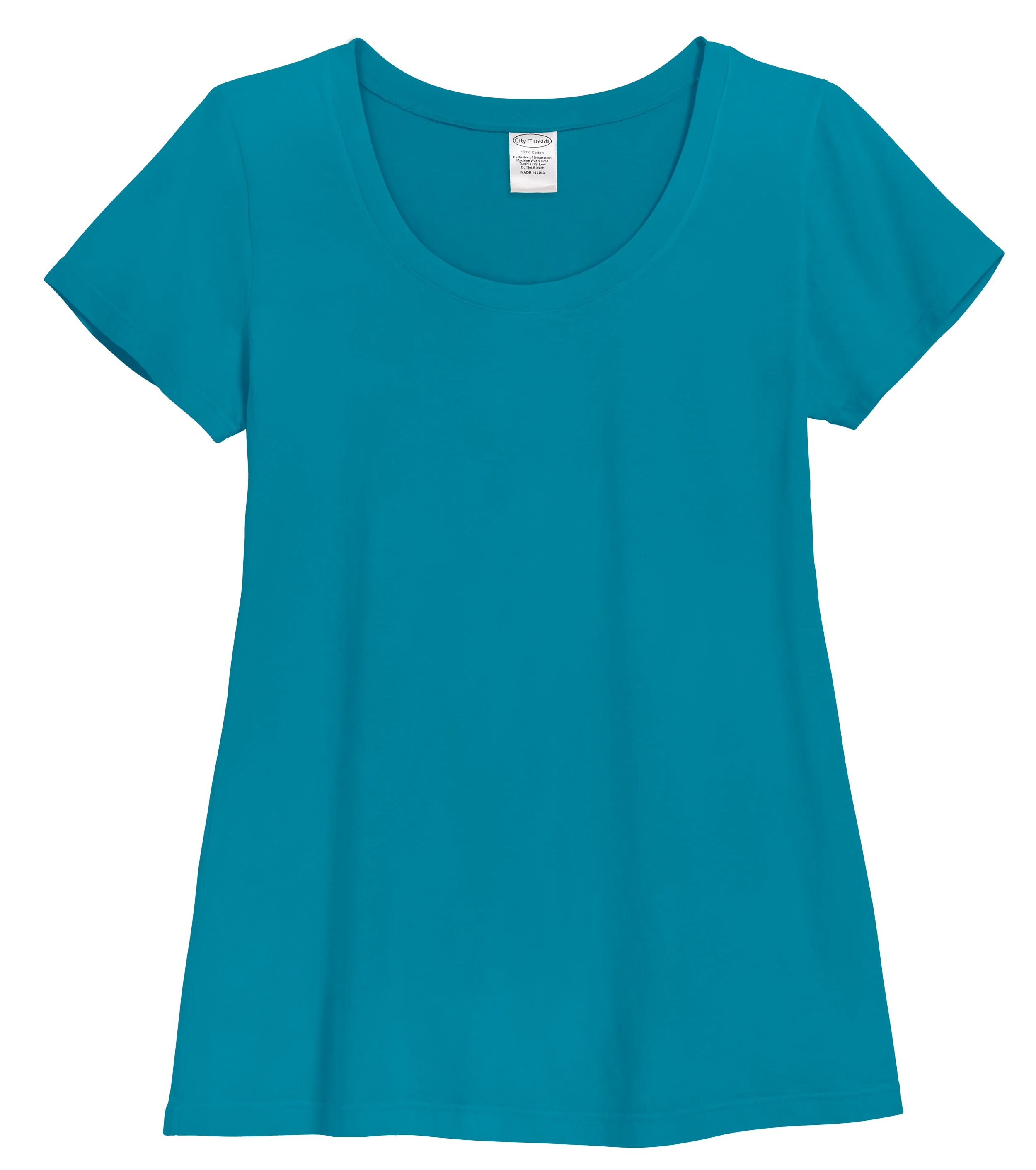Women's Soft Supima Cotton Short Sleeve Everyday Comfy Crew Tee | Teal - Drispect