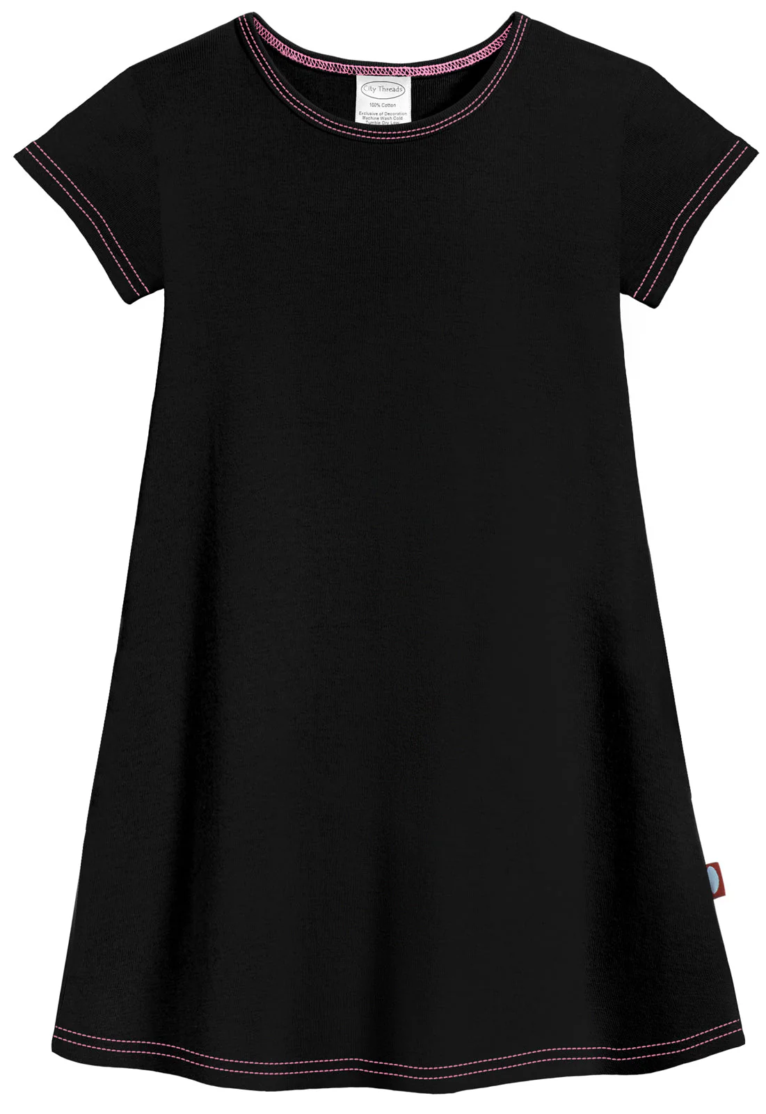 Girls Soft Cotton Jersey Cap Sleeve Dress | Black - Drispect