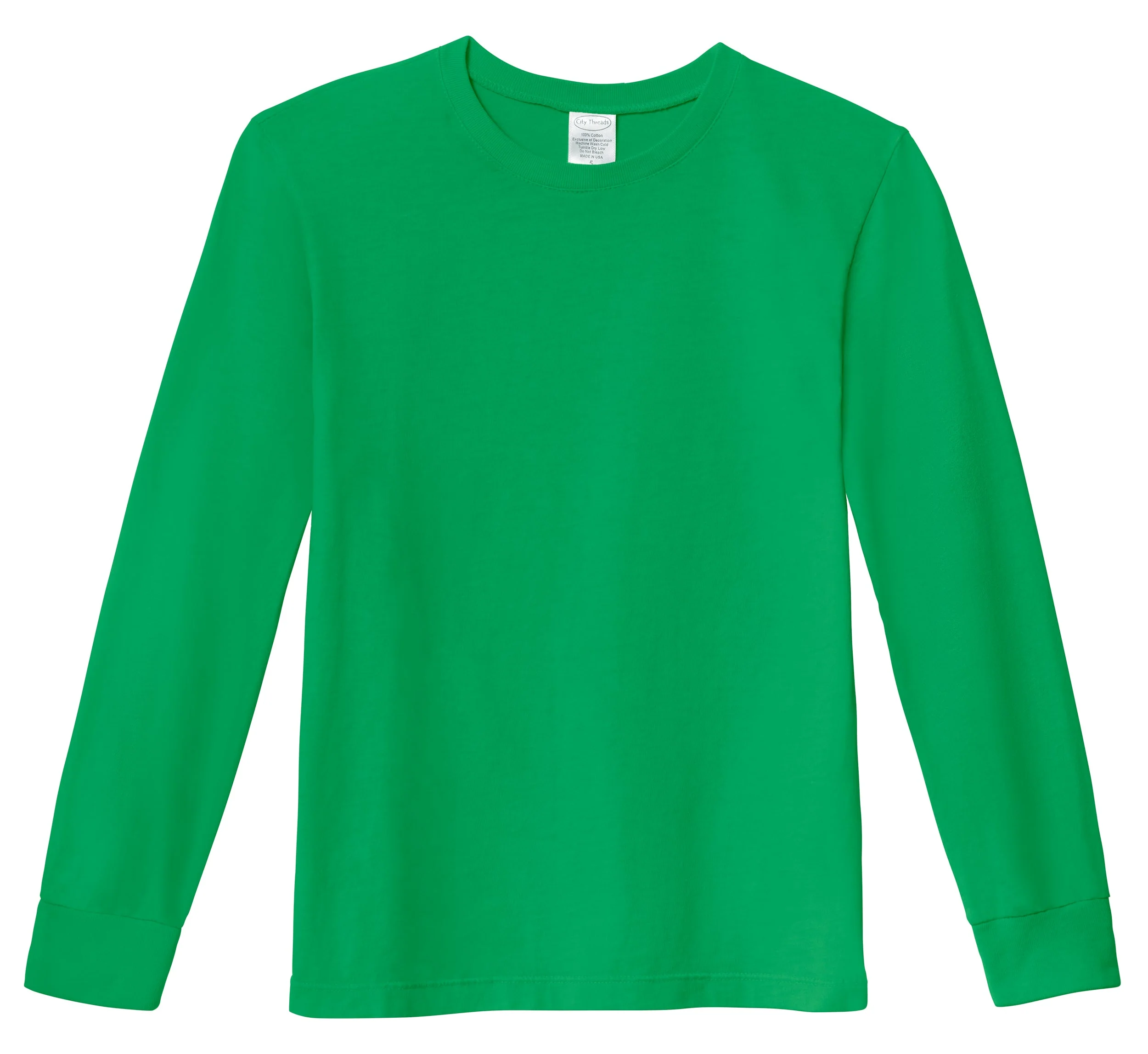 Boys Soft 100% Cotton Medium-Weight Long Sleeve Tee With Cuffs| Elf - Drispect