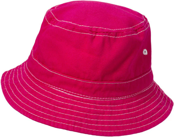 Boys and Girls 100% Cotton Twill UPF 50+ Wharf Hat | Hot Pink (Dyed & Finished in USA*) - Drispect