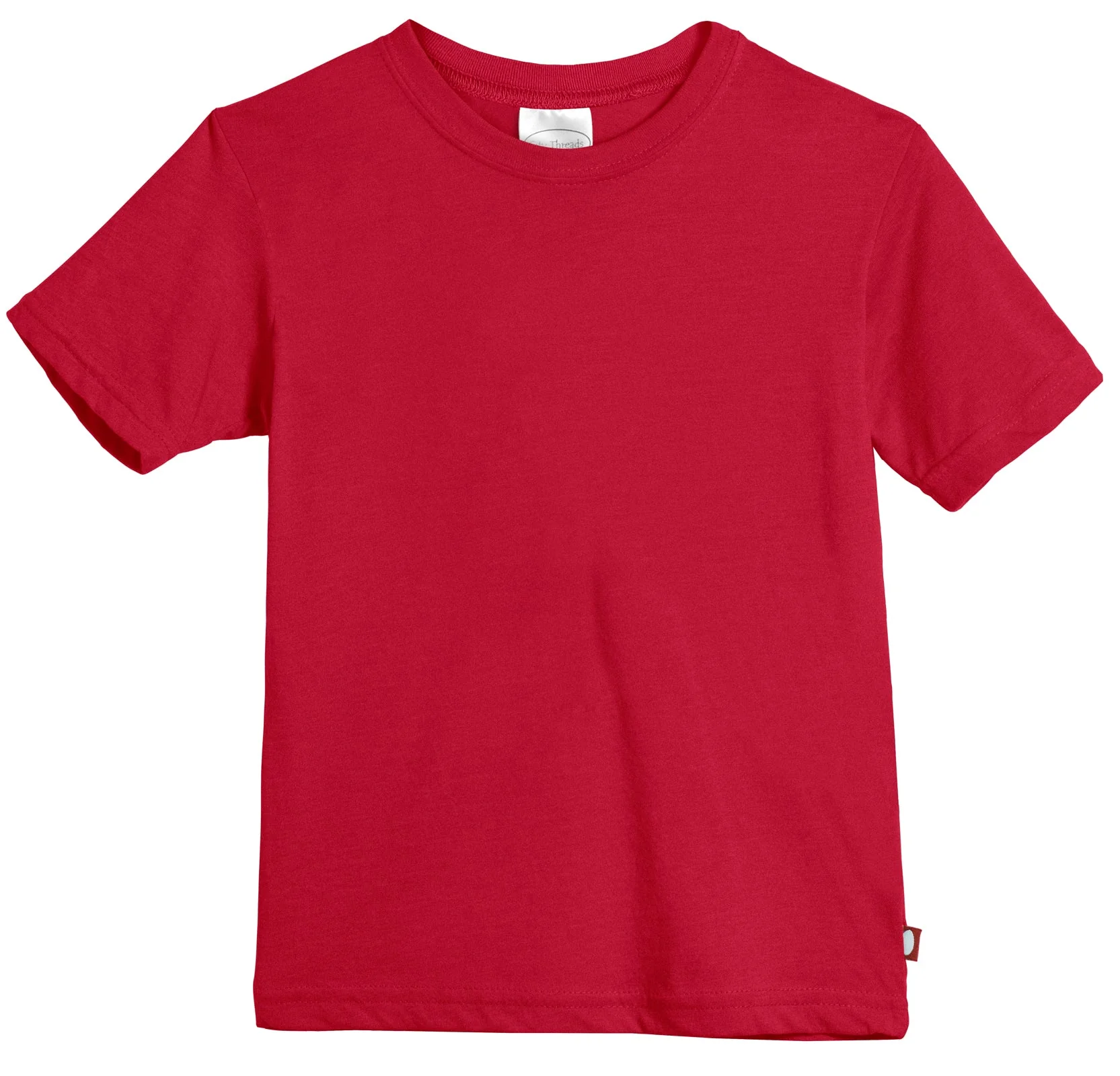 Boys Soft Organic Cotton Jersey Short Sleeve Crew Tee | Red - Drispect