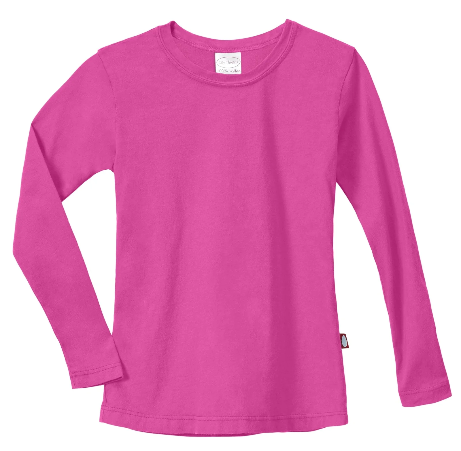 Girls Soft Cotton Jersey Long Sleeve Tee | Hot Pink - Drispect