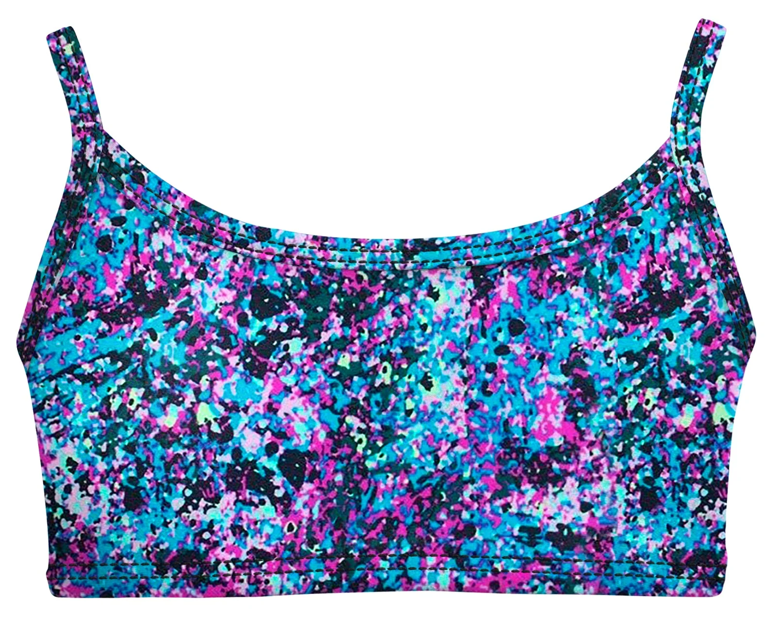 Girls UPF 50+ Printed Bikini Swim Top  | Splatter - Drispect