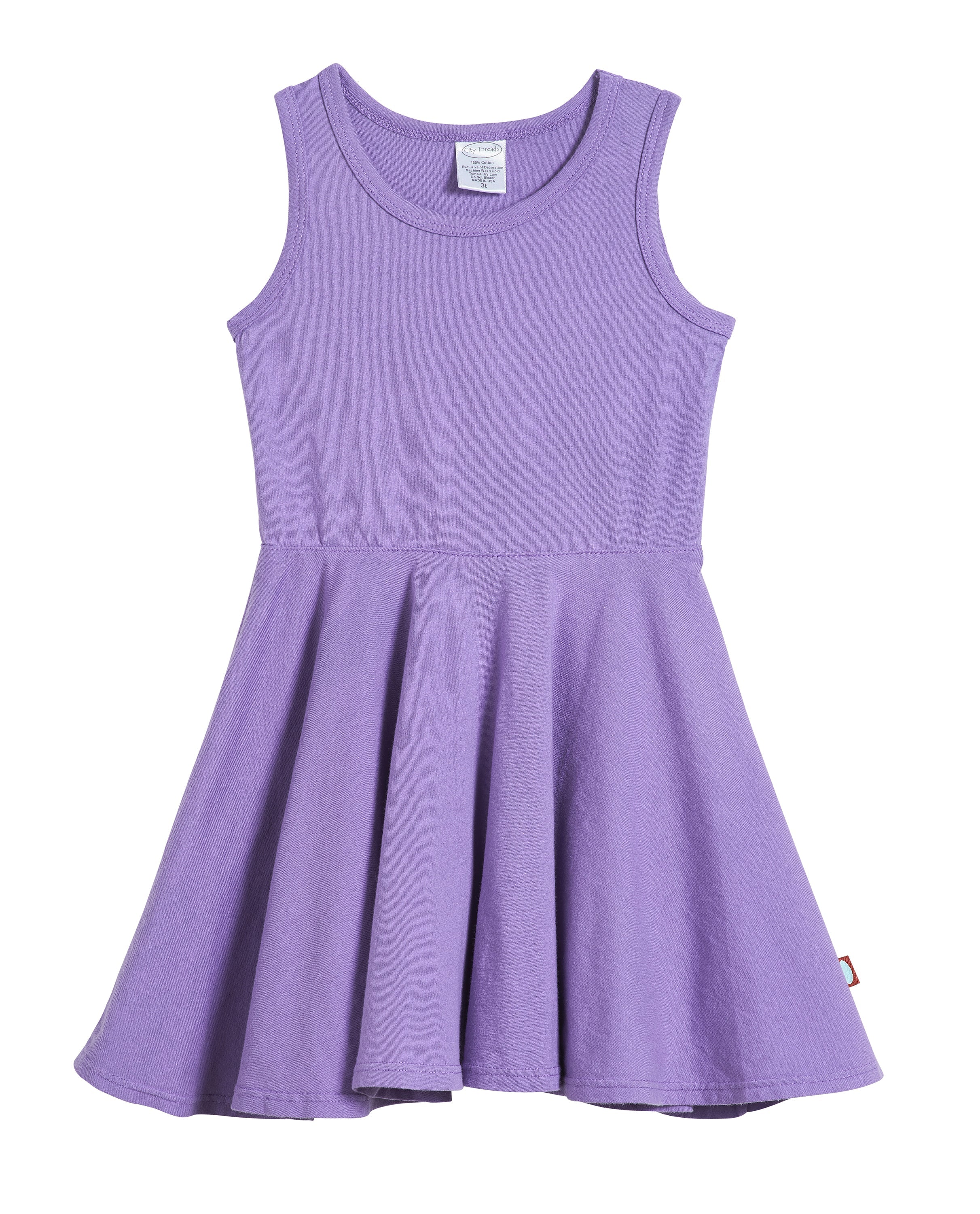 Girls Soft Cotton Jersey Twirly Tank Dress  | Deep Purple - Drispect