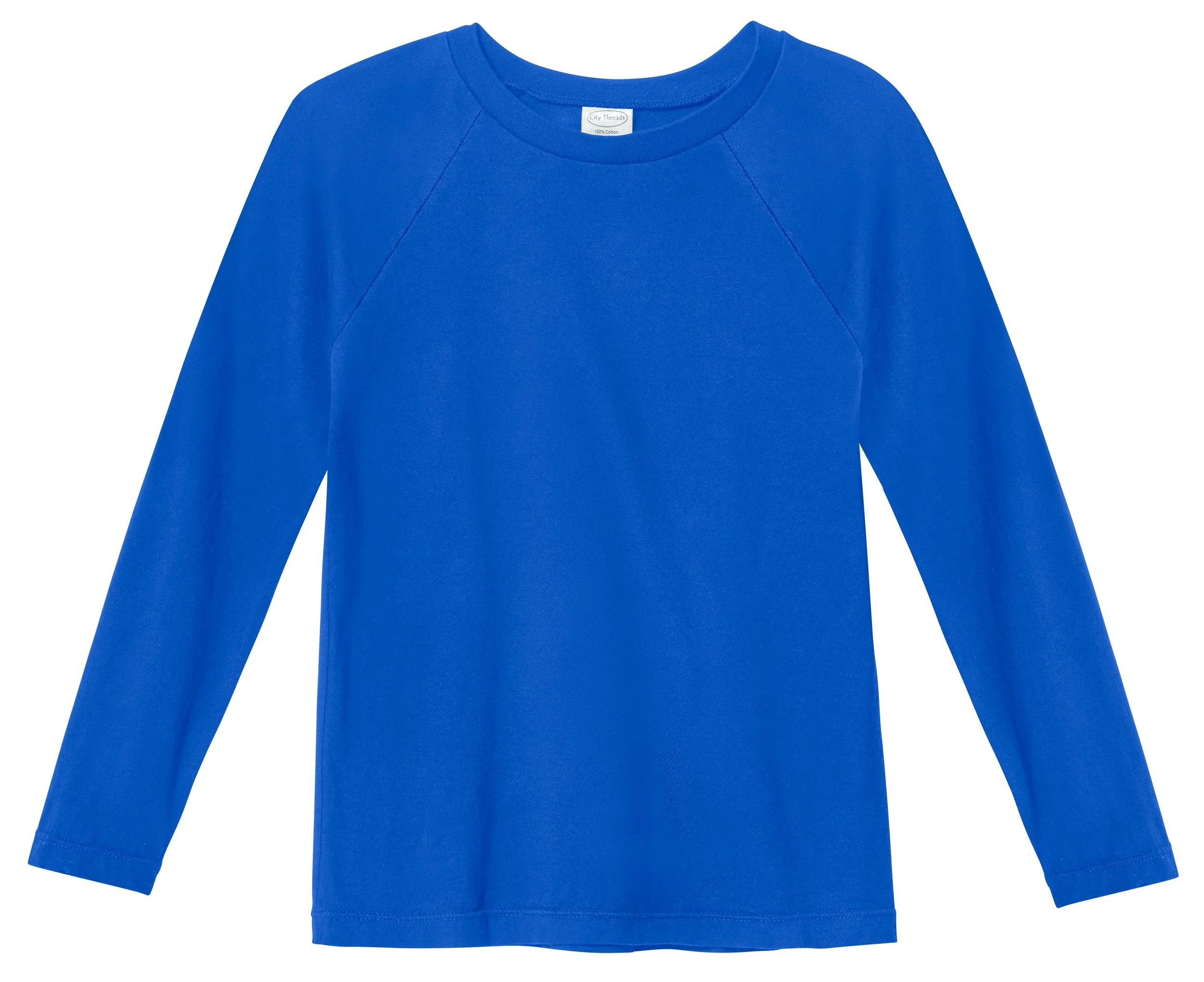 Boys Super-Soft 100% Organic Cotton Raglan Long Sleeve Tee | Crayon Blue - Drispect