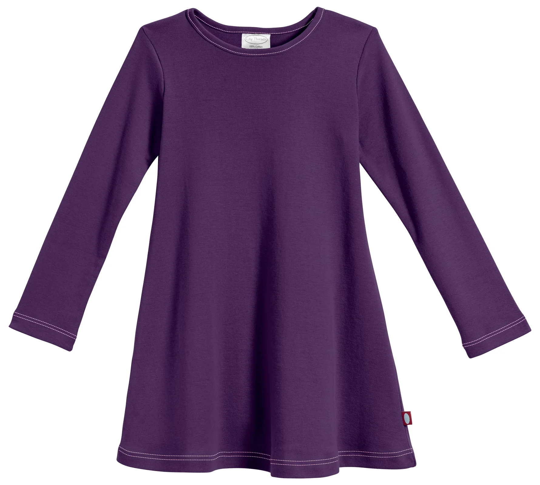 Girls Soft Cotton Long Sleeve Baby Rib Dress | Purple - Drispect