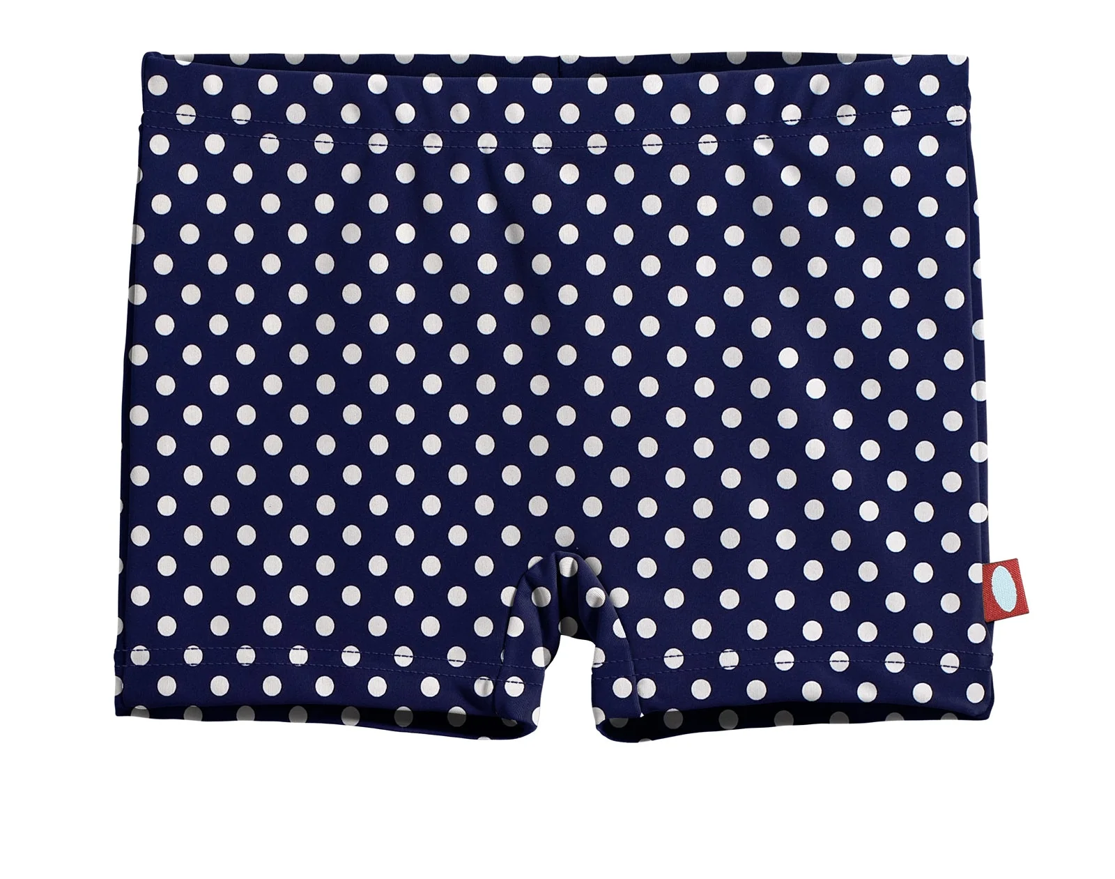 Girls UPF 50+ Printed Swim Boy Shorts  | Navy w- White Polka Dot - Drispect