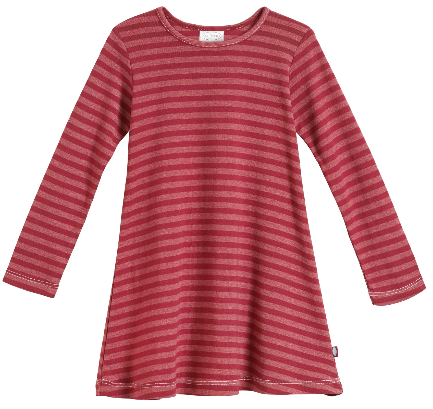 Girls Striped Long Sleeve Dress-Seconds| Damage - Red - Drispect