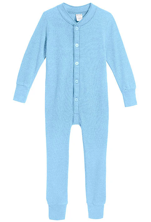 Boys and Girls Soft & Cozy Thermal One- Piece Union Suit  | Bright Light Blue - Drispect