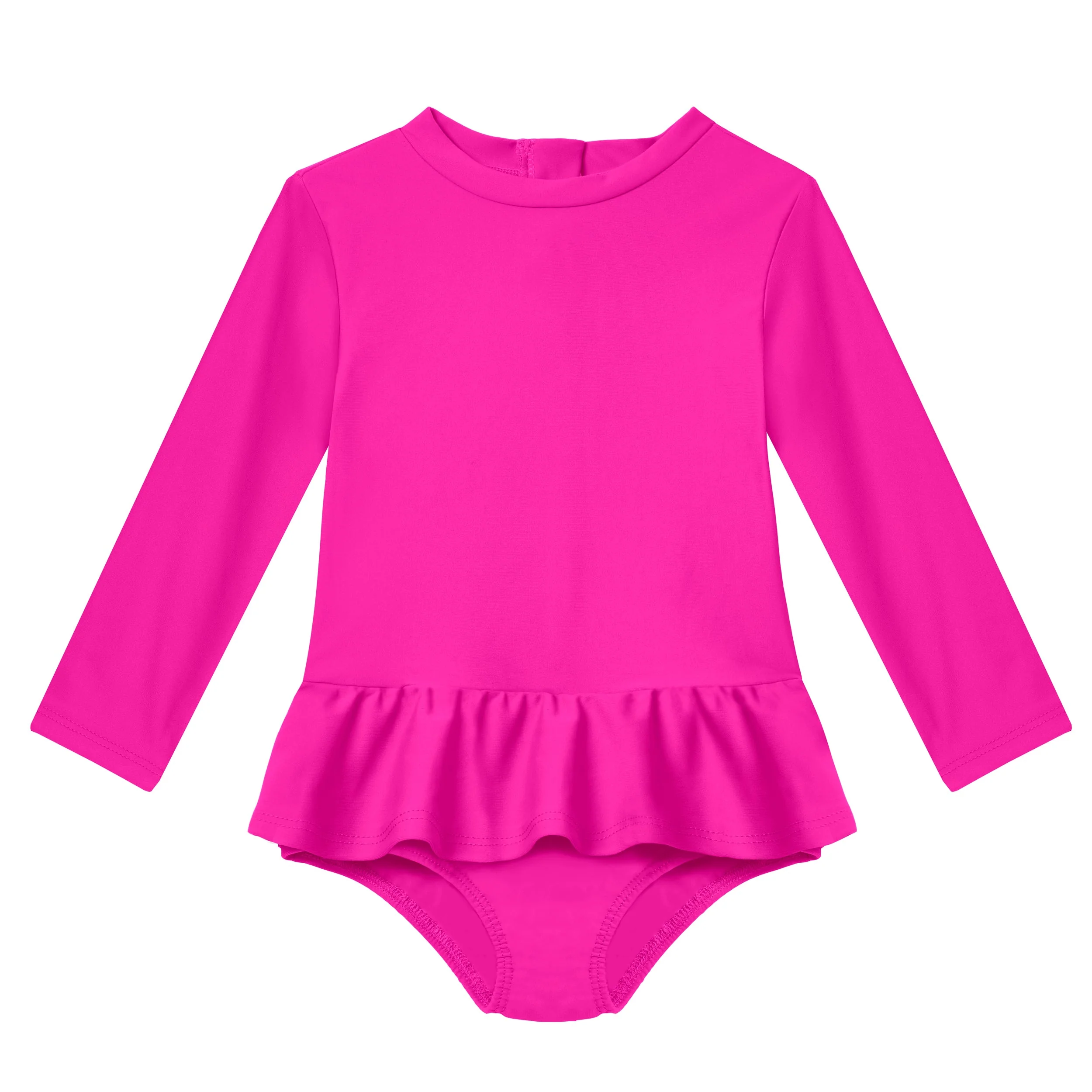 Infant and Toddler Girls UPF 50+ Skirted One-Piece Swimsuit | Hot Pink - Drispect