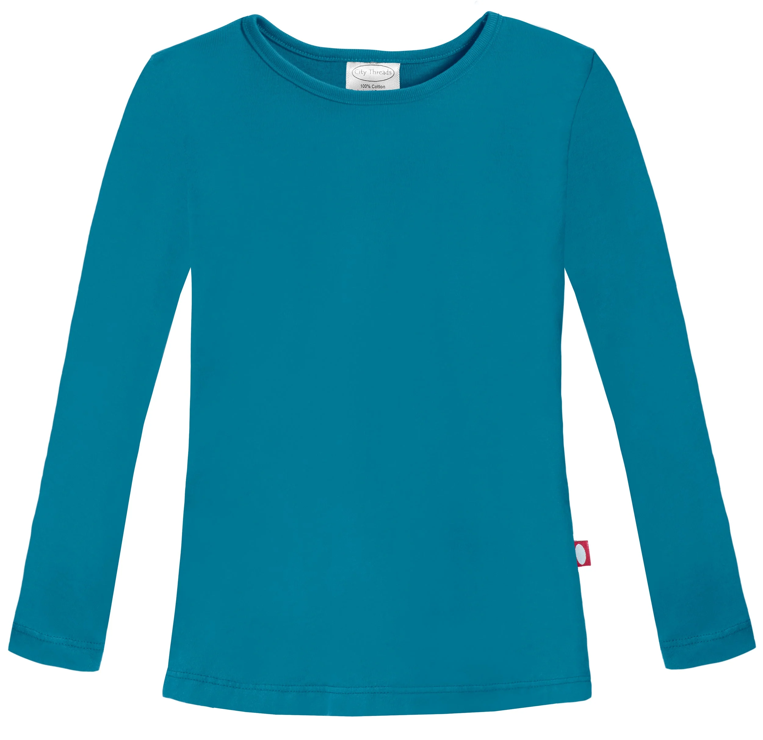 Girls Soft Cotton Jersey Long Sleeve Tee | Teal - Drispect