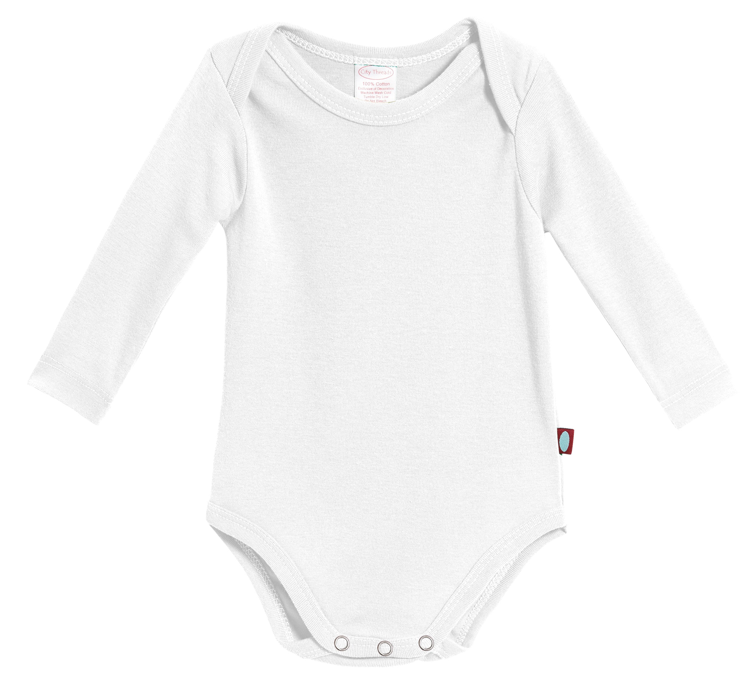 Super-Soft Organic Cotton Baby Rib Long Sleeve Snap Onesie| White - Drispect