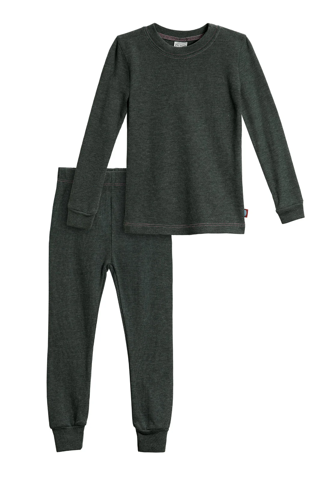 Girls Soft & Cozy Thermal 2-Piece Long Johns | Black w- Light Pink Stitch - Drispect