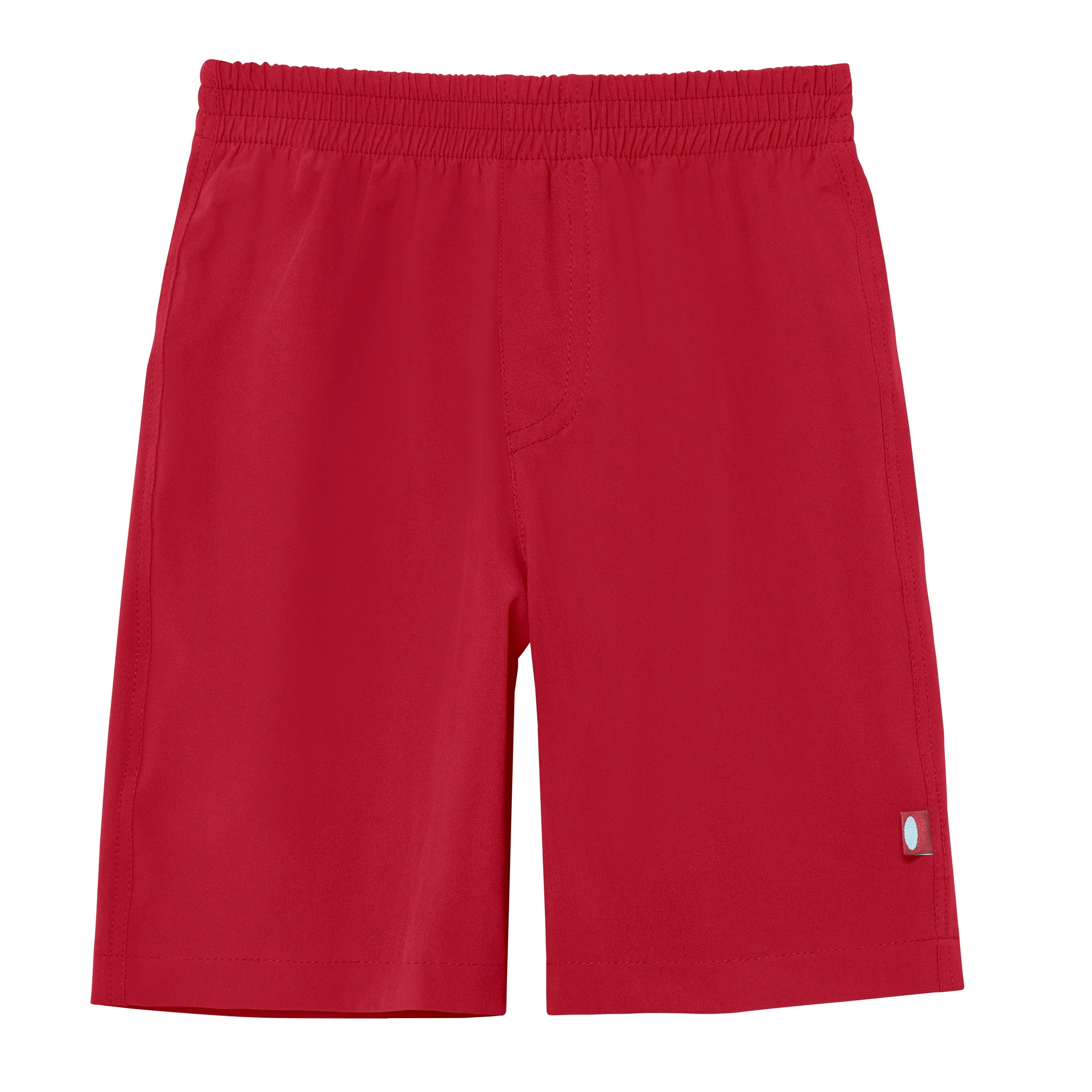 Boys UPF 50+ Soft Stretch Below the Knee Swim Board Shorts | Red - Drispect