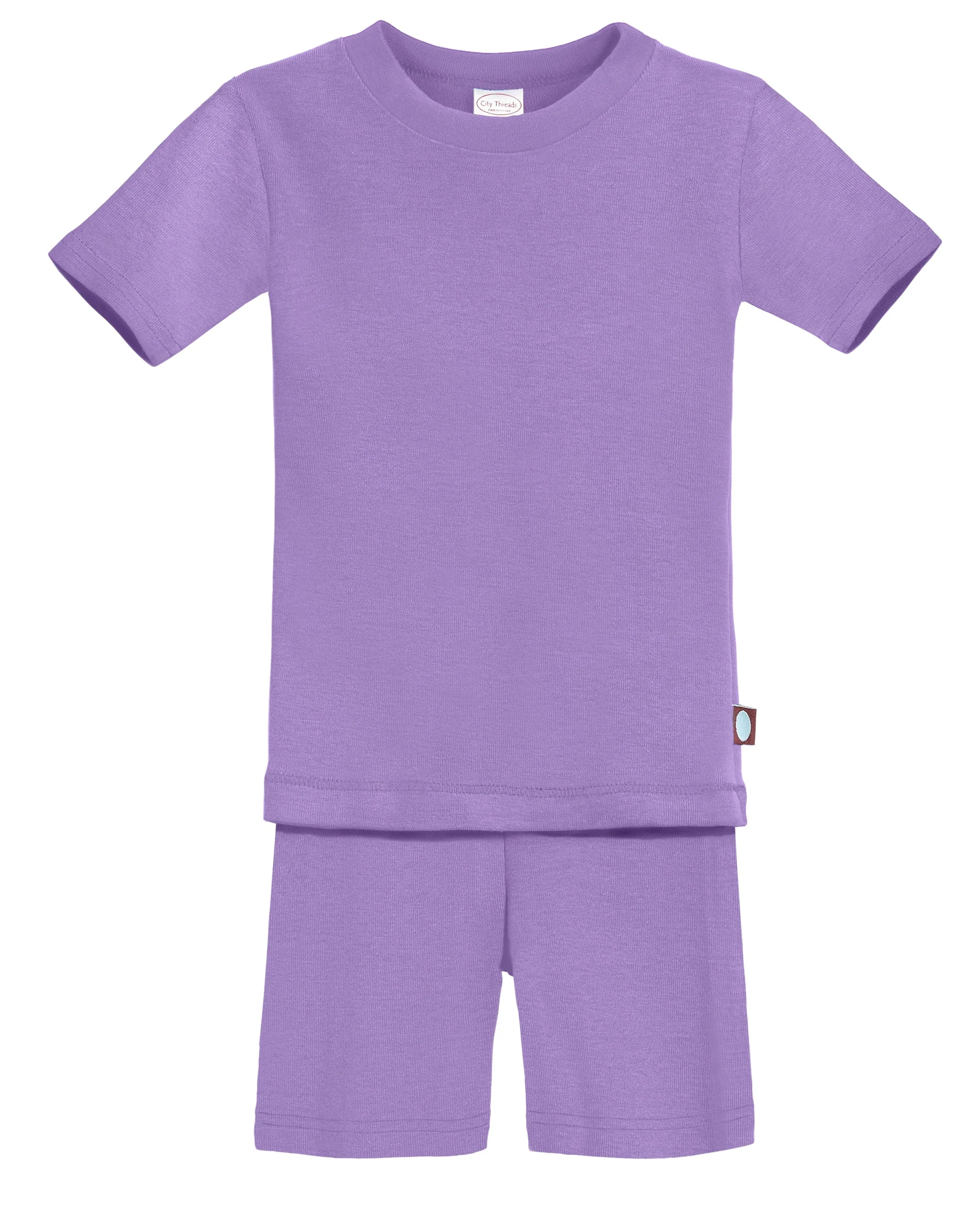 Boys and Girls Soft Organic Cotton Short Sleeve Snug Fit Pajama Set | Deep Purple - Drispect