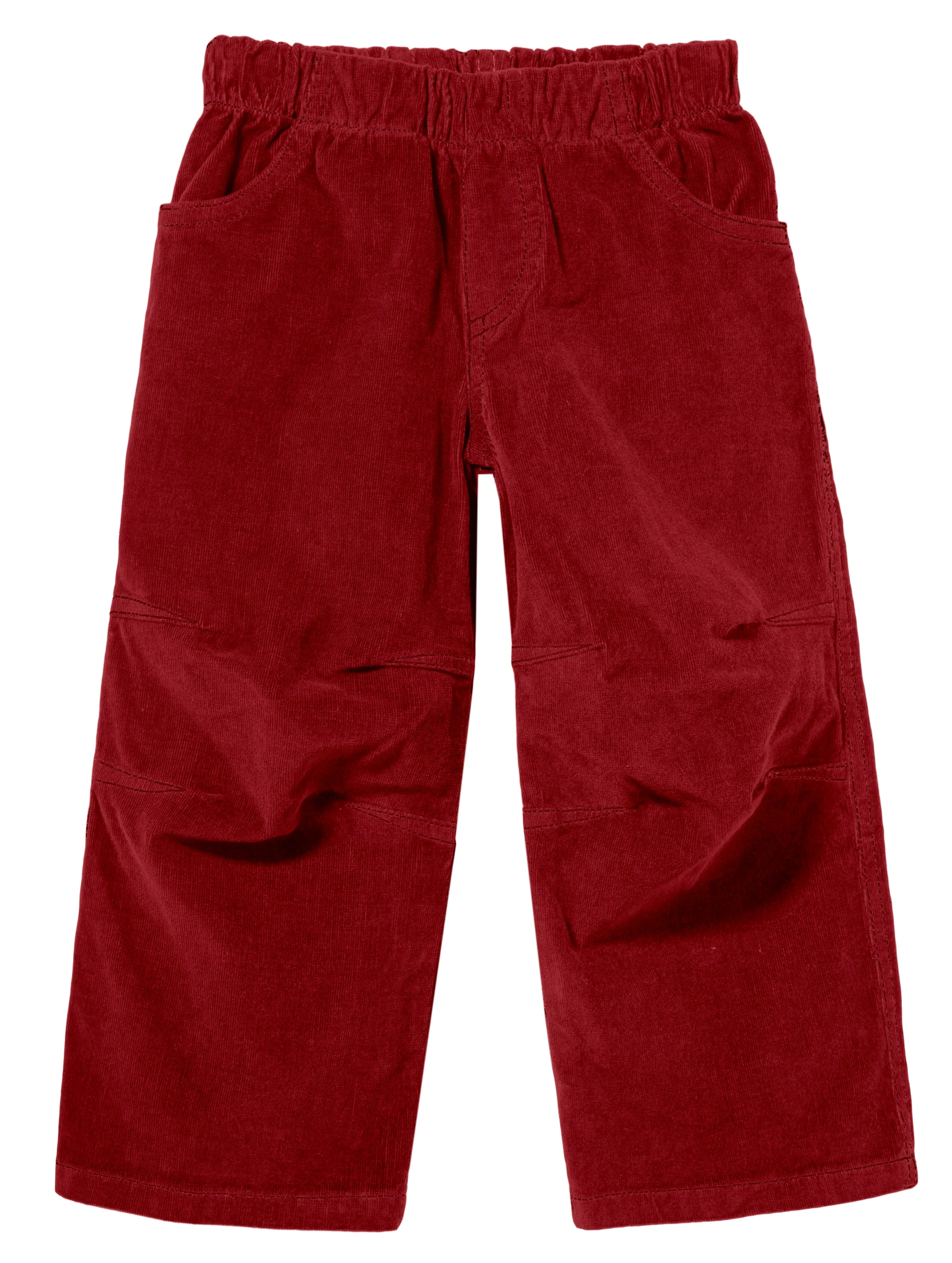 Soft Stretch Cord Pants With Knee Articulation - Matching Stitch | Dark Red - Drispect