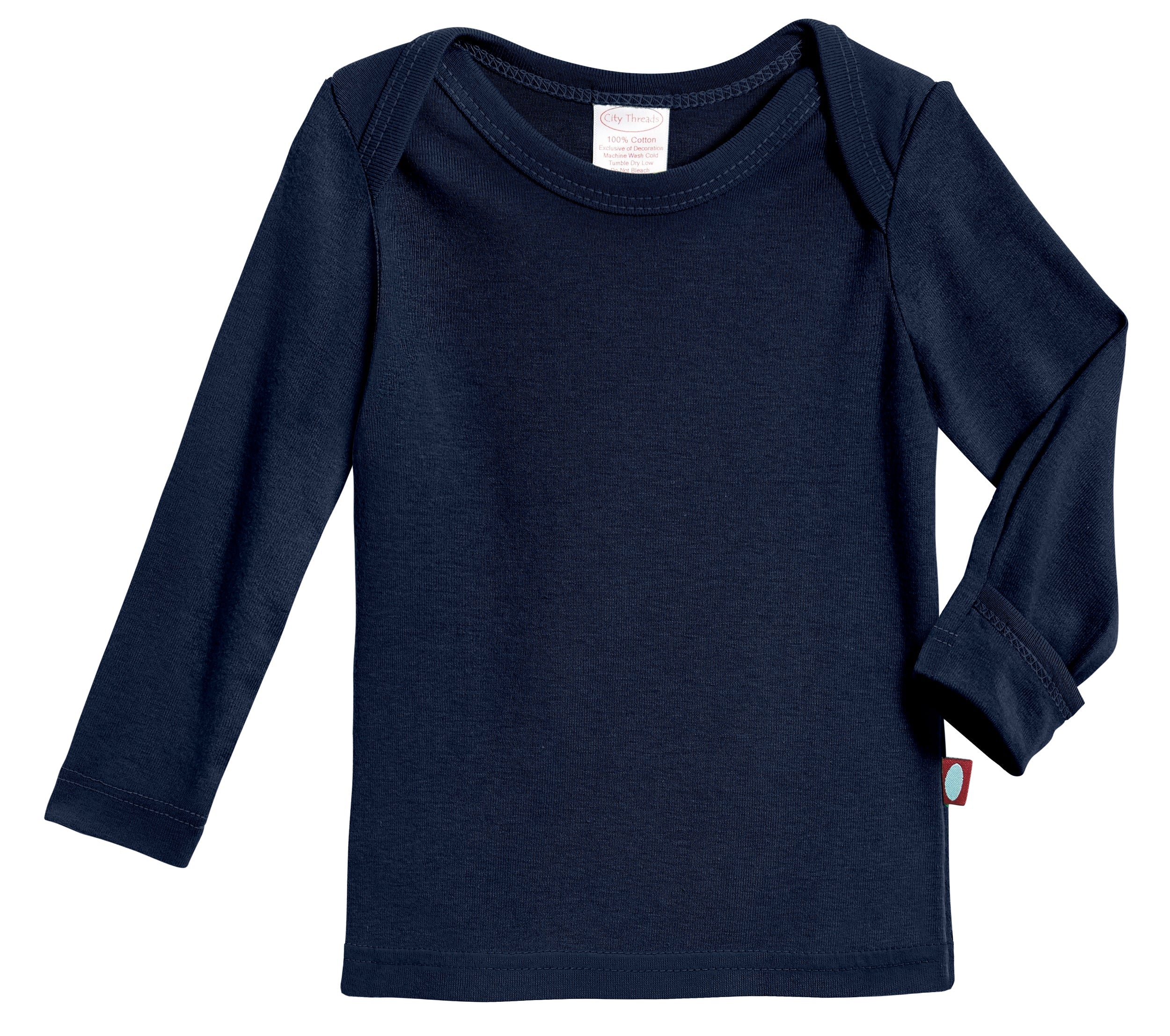 Super-Soft Organic Cotton Baby Rib Long Sleeve Lap Tee| Navy - Drispect
