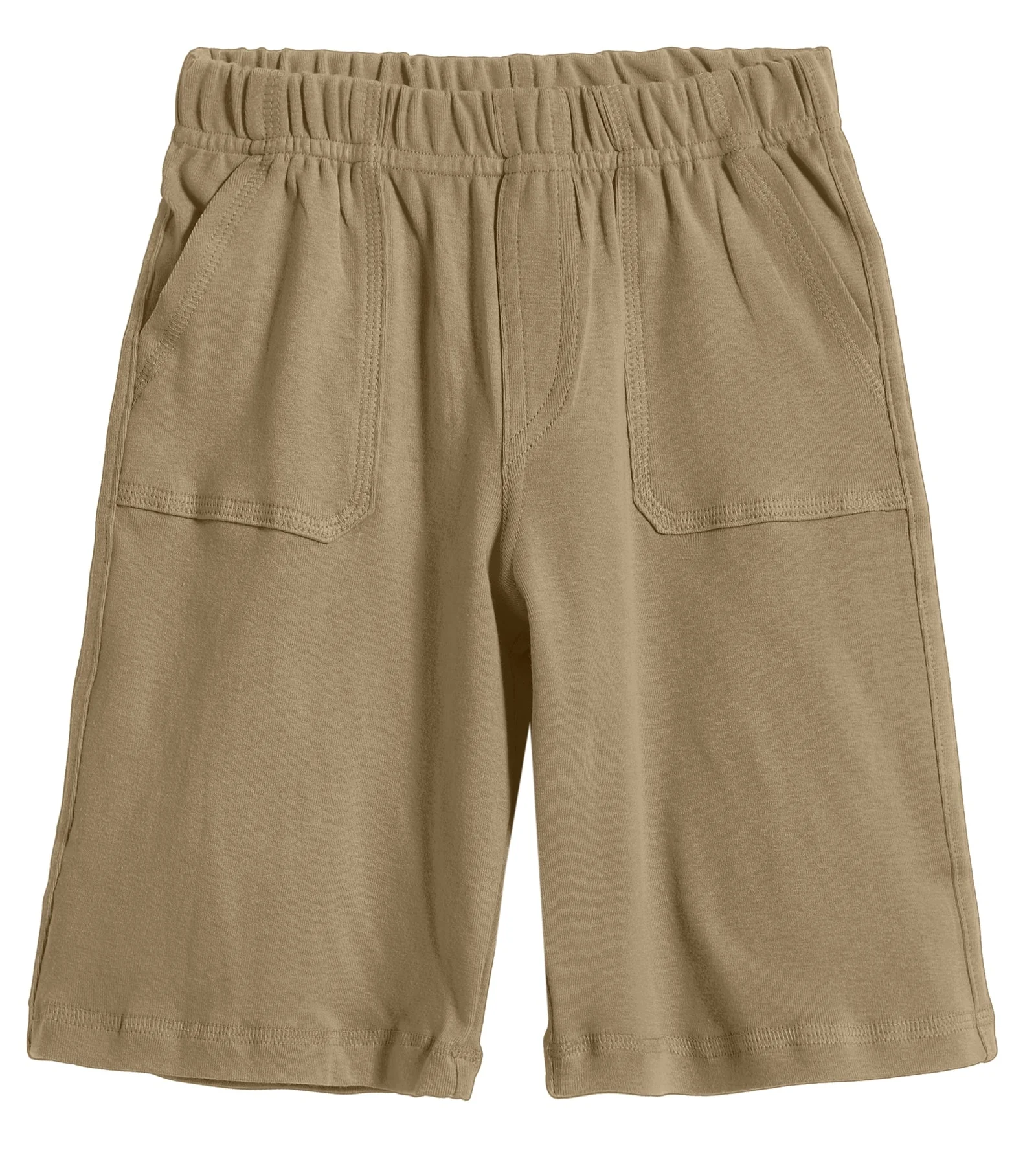 Boys Soft Cotton UPF 50+ 3 -Pocket Jersey Shorts | Dark Khaki - Drispect