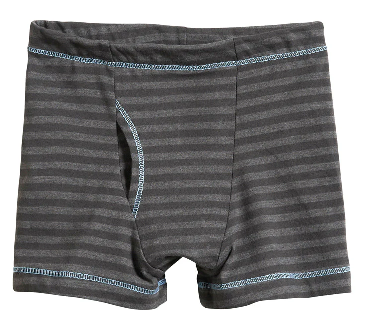 Boys Soft Stripe Boxer Brief | Charcoal - Drispect